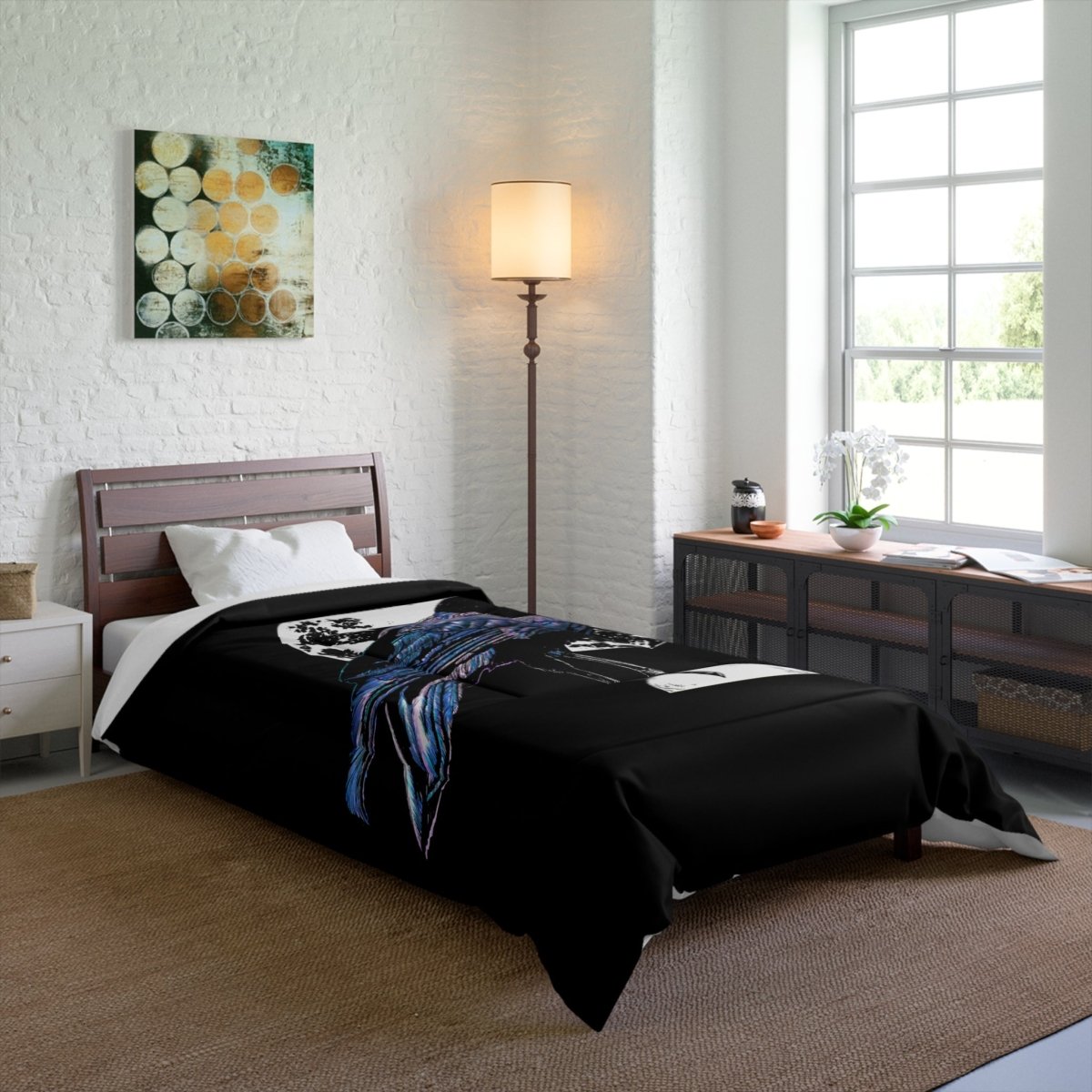 Mystical Crow Comforter – Cozy Home Decor for Dark Aesthetic Lovers - Curran Artworks