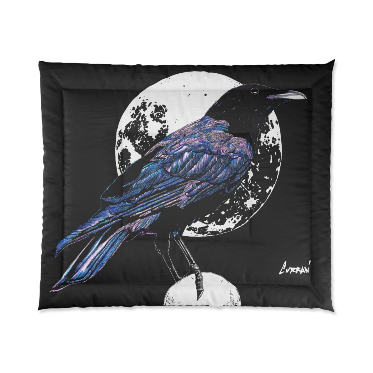 Mystical Crow Comforter – Cozy Home Decor for Dark Aesthetic Lovers - Curran Artworks