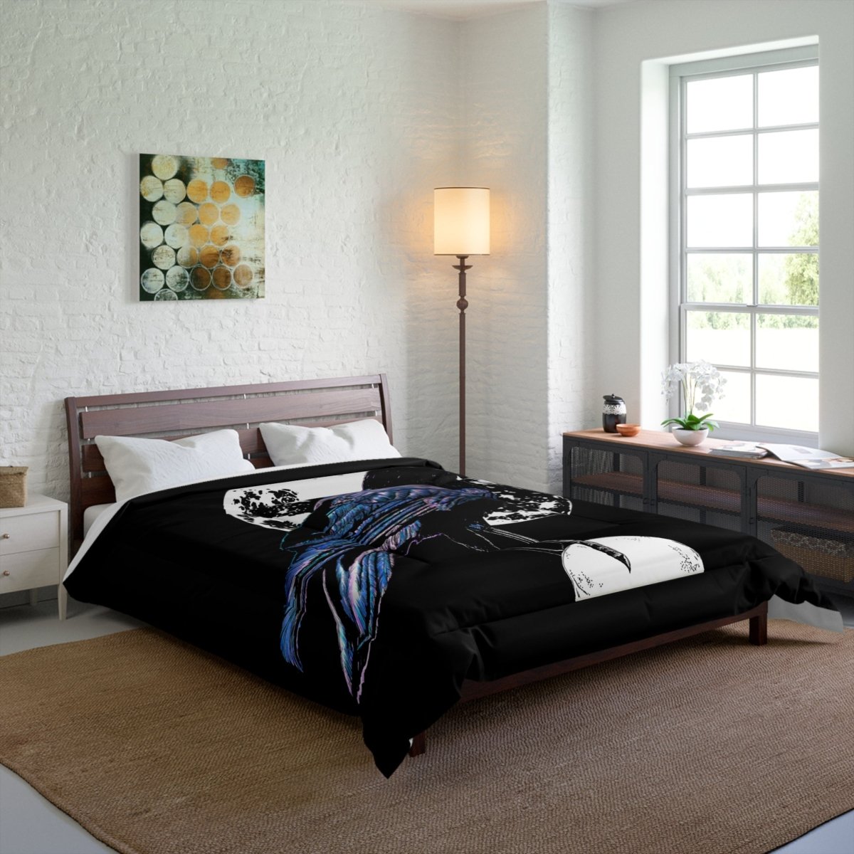 Mystical Crow Comforter – Cozy Home Decor for Dark Aesthetic Lovers - Curran Artworks