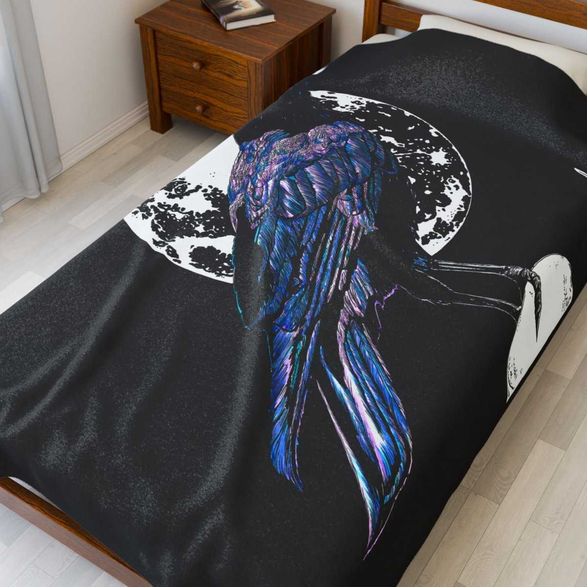 Mystical Crow Velveteen Blanket for Dark Academia Lovers