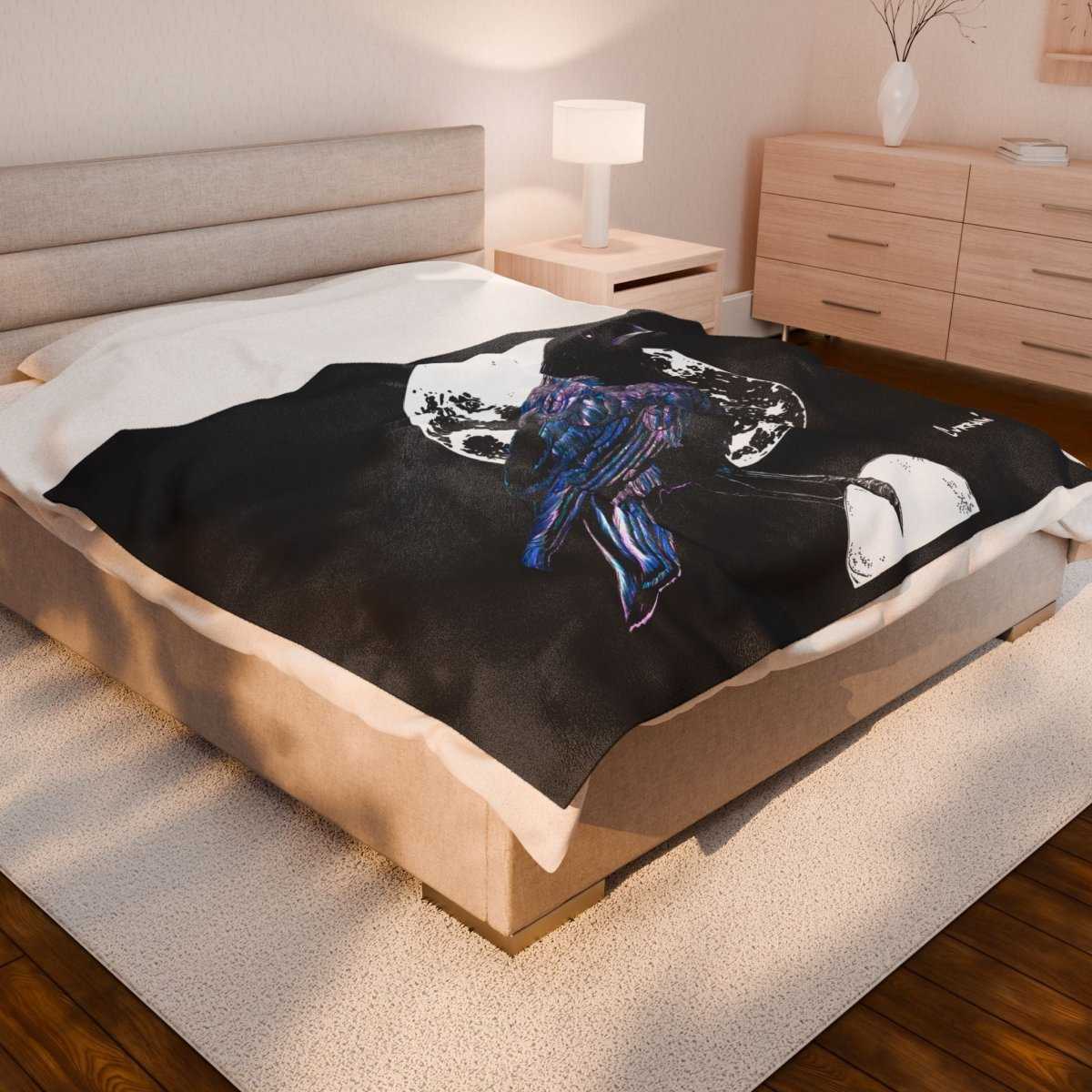 Mystical Crow Velveteen Blanket for Dark Academia Lovers