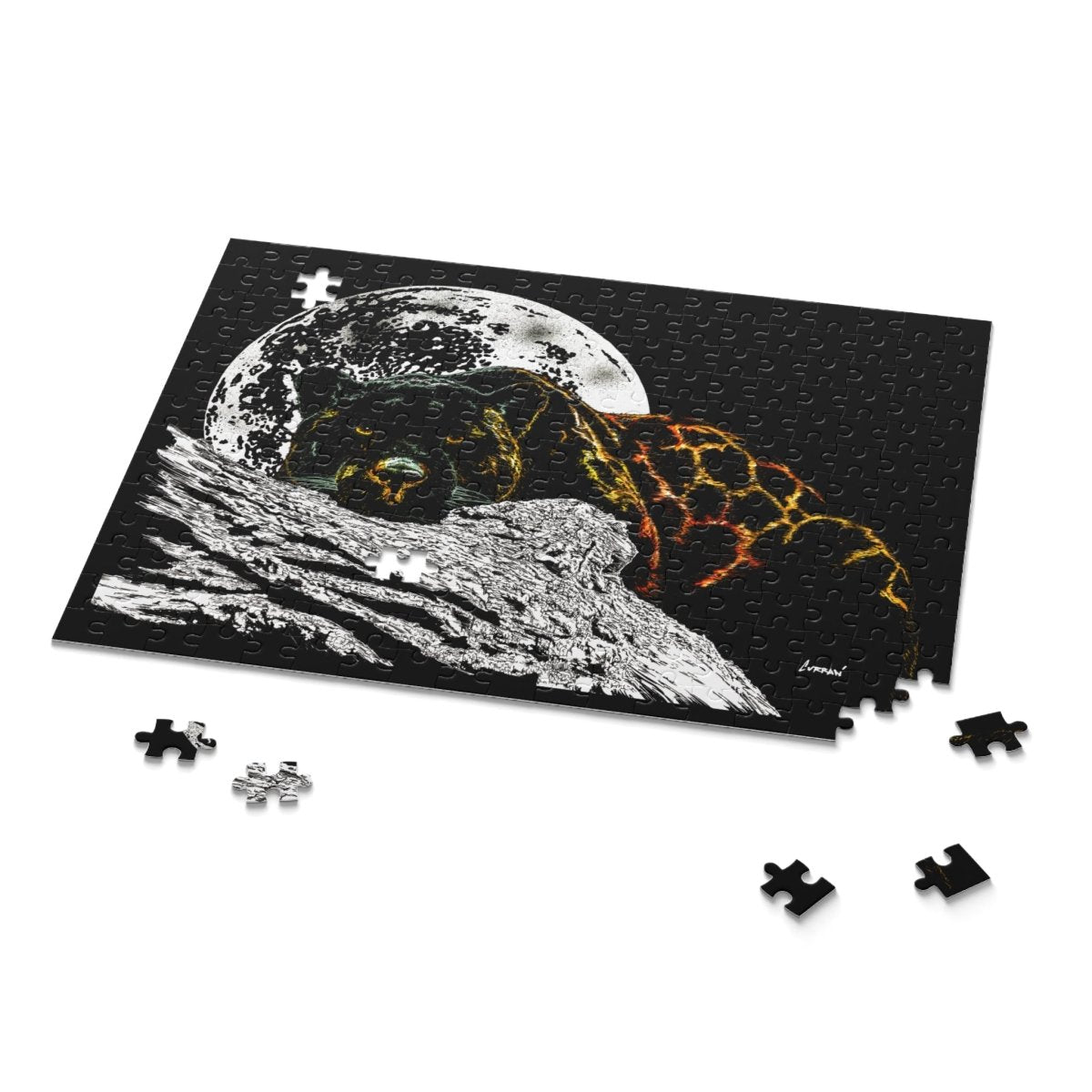 Mystical Hand Drawn Panther Art Puzzle - 500 - Piece Jigsaw for Nature Lovers - Curran Artworks