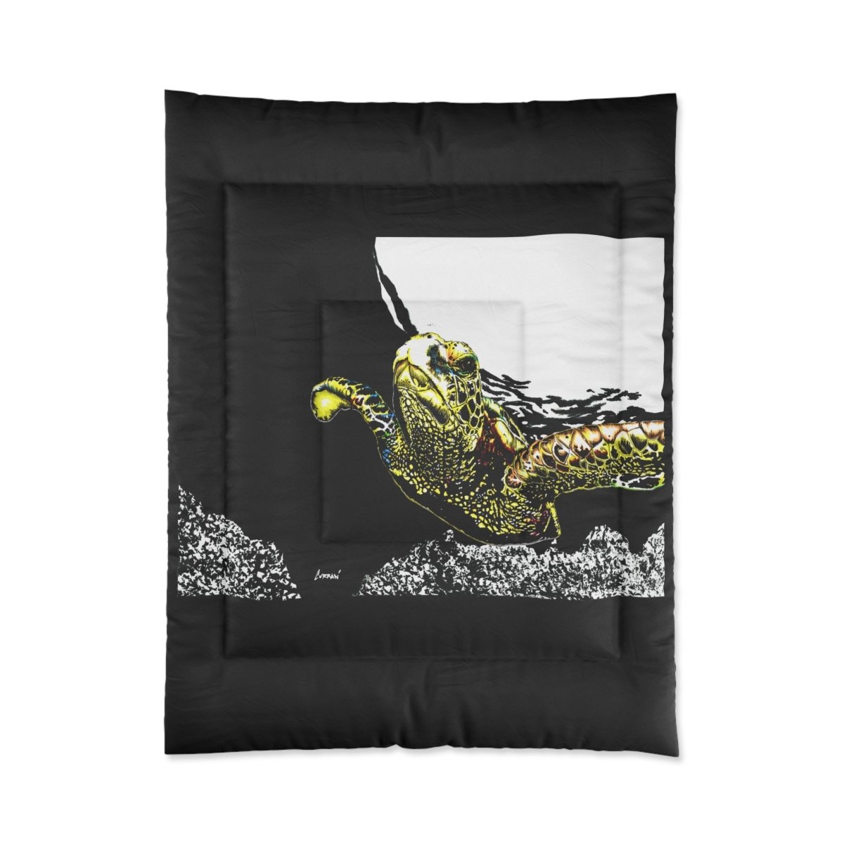 Ocean Turtle Comforter - Stylish Bedding for Nature Lovers - Curran Artworks