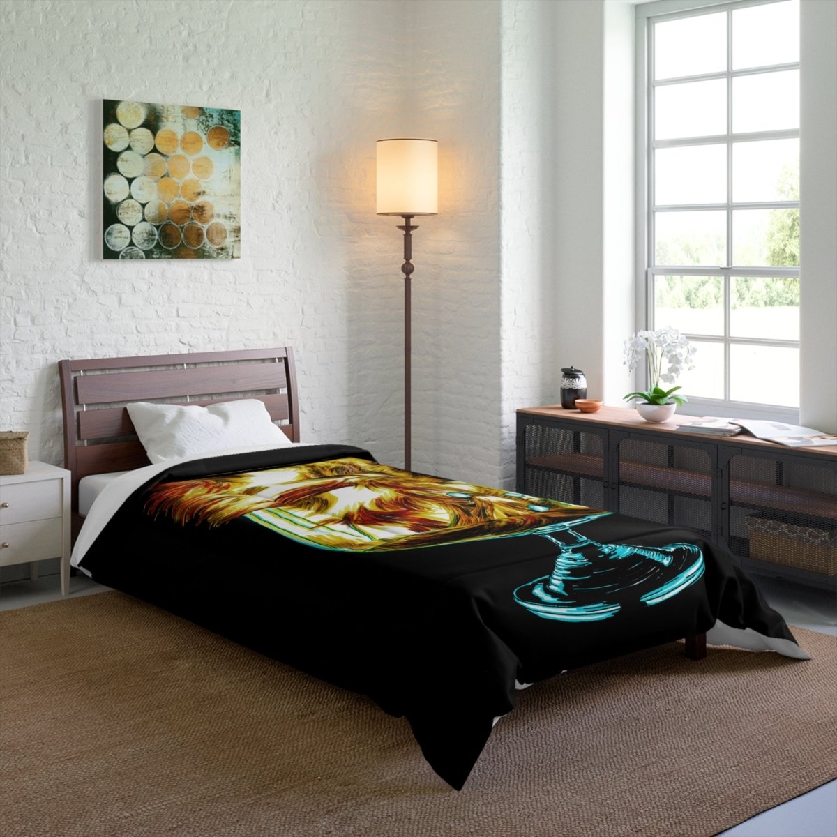 Orange Kitten Comforter – Cozy Bedspread with Playful Feline Art - Curran Artworks
