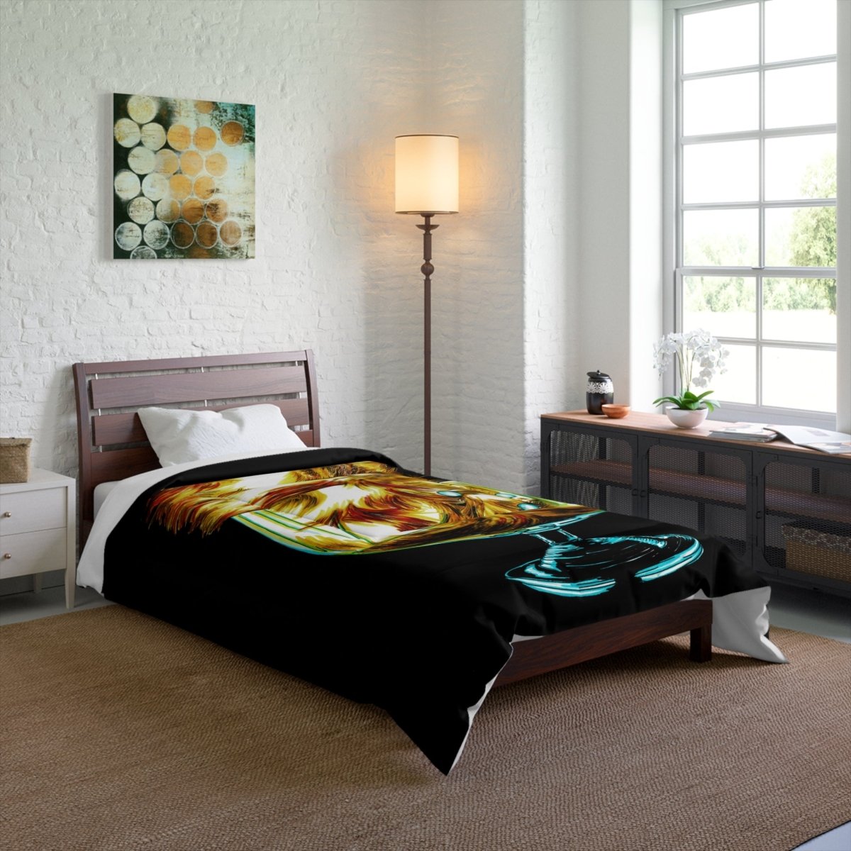 Orange Kitten Comforter – Cozy Bedspread with Playful Feline Art - Curran Artworks