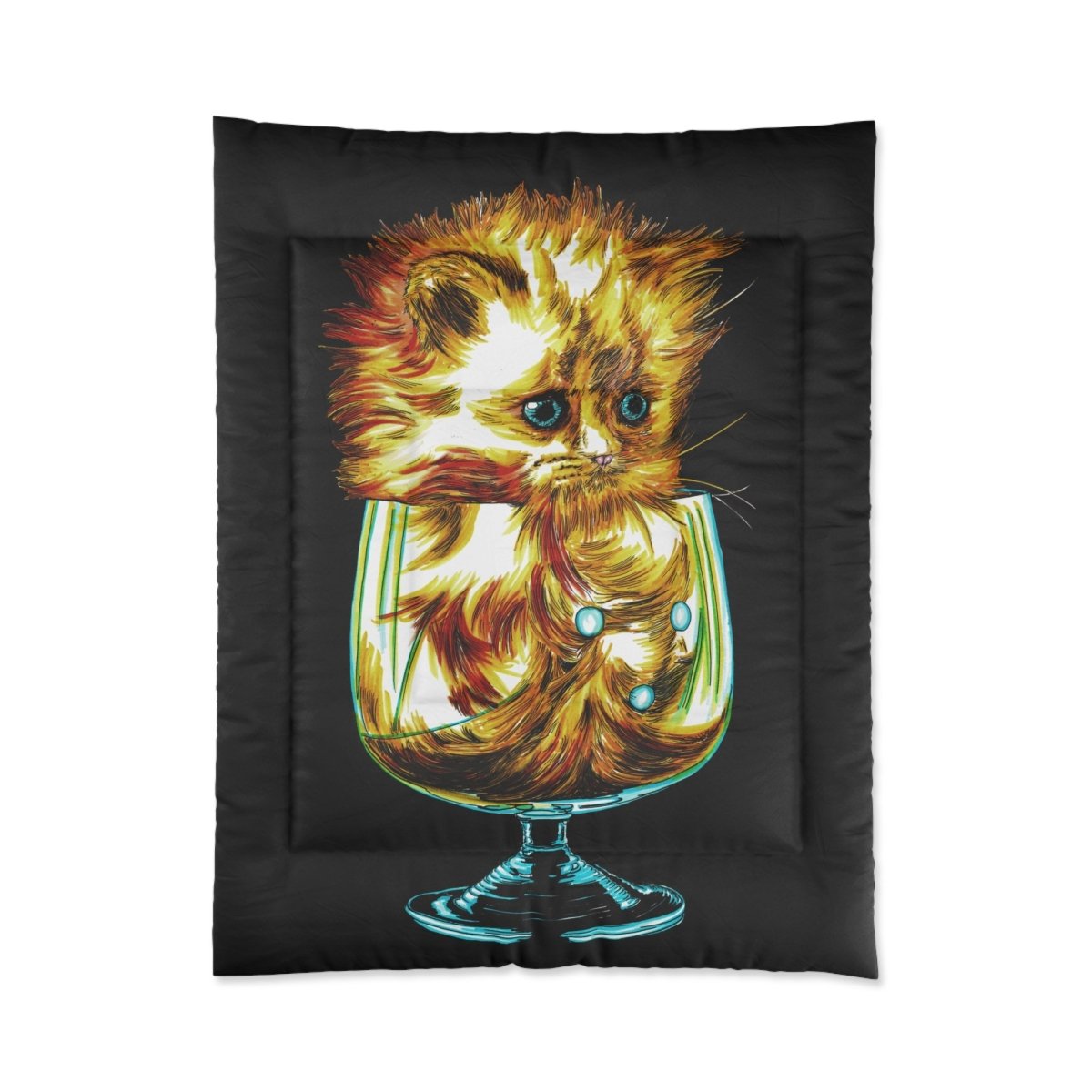 Orange Kitten Comforter – Cozy Bedspread with Playful Feline Art - Curran Artworks