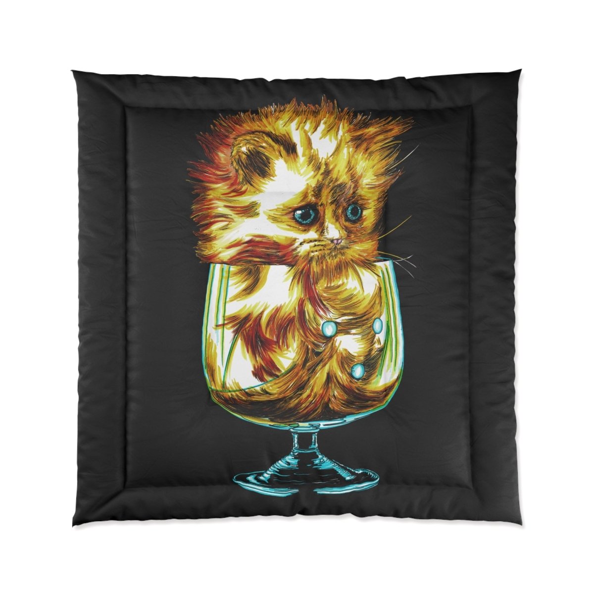 Orange Kitten Comforter – Cozy Bedspread with Playful Feline Art - Curran Artworks