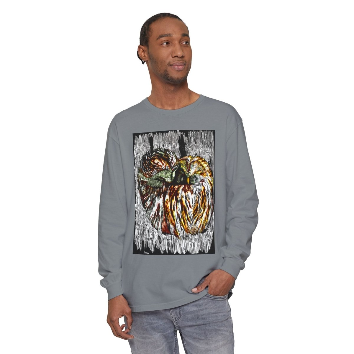 Owl Artistic Long Sleeve T-Shirt | Nature - Inspired Design for Casual Wear - Curran Artworks
