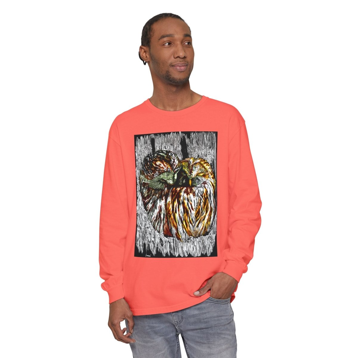 Owl Artistic Long Sleeve T-Shirt | Nature - Inspired Design for Casual Wear - Curran Artworks