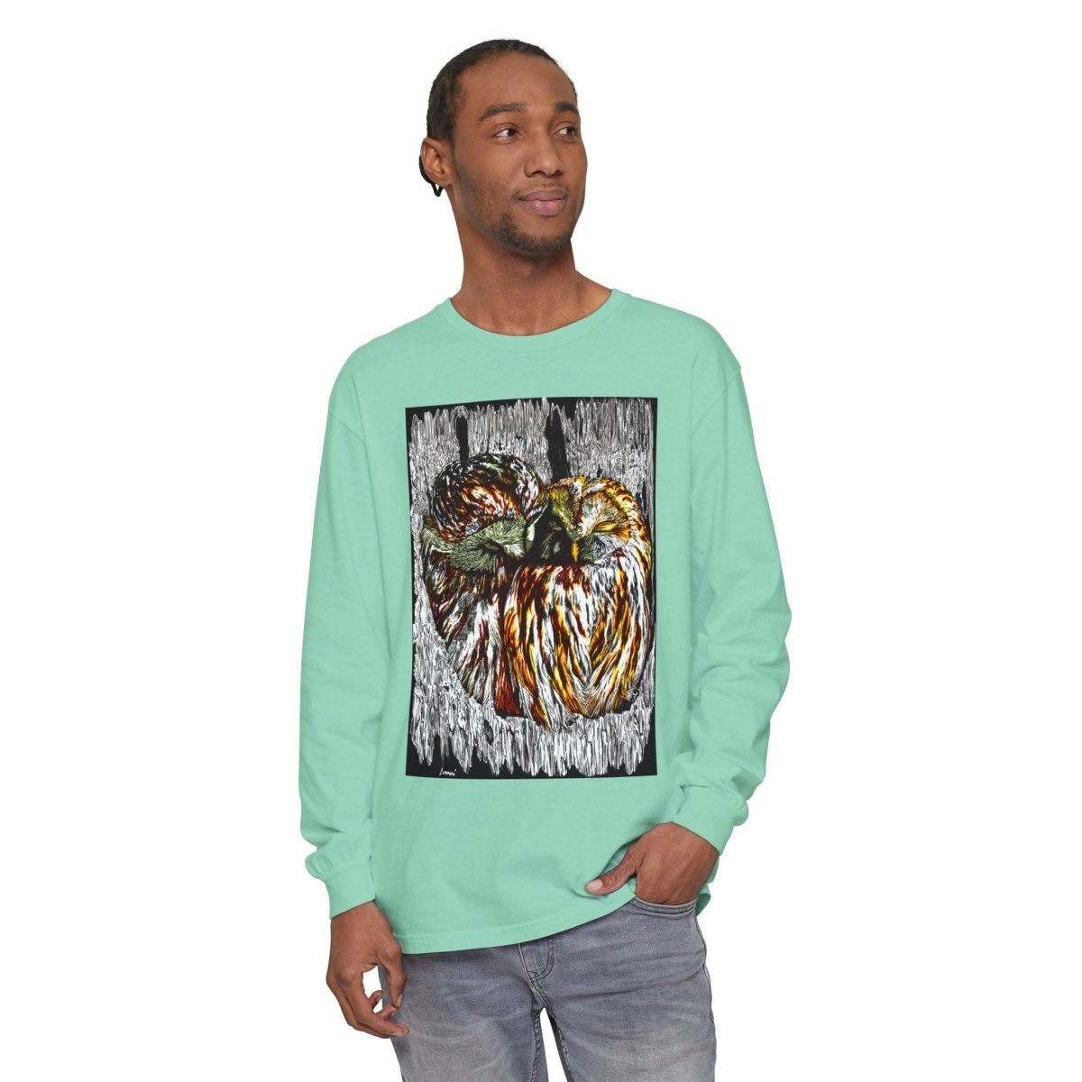Owl Artistic Long Sleeve T-Shirt | Nature - Inspired Design for Casual Wear - Curran Artworks