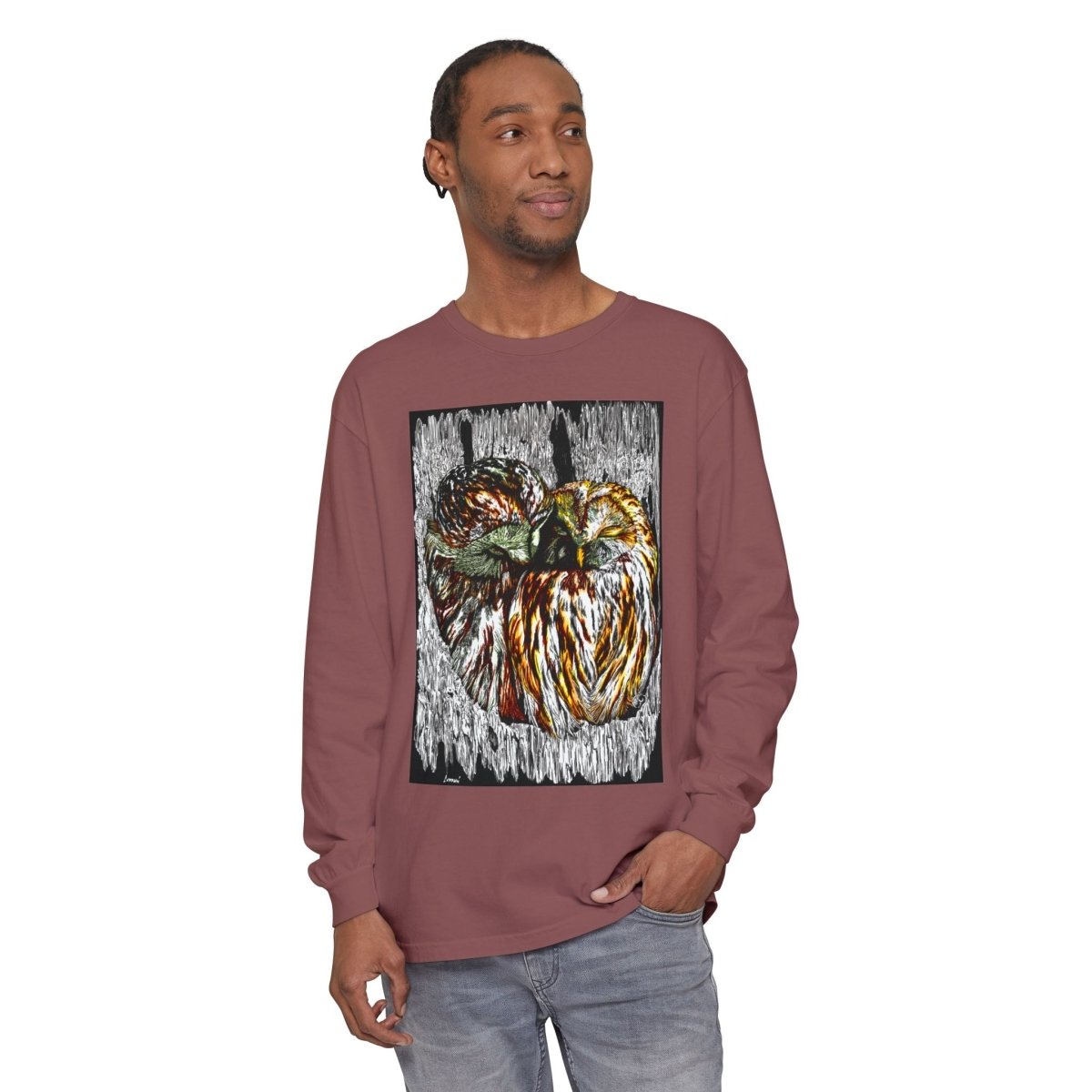 Owl Artistic Long Sleeve T-Shirt | Nature - Inspired Design for Casual Wear - Curran Artworks