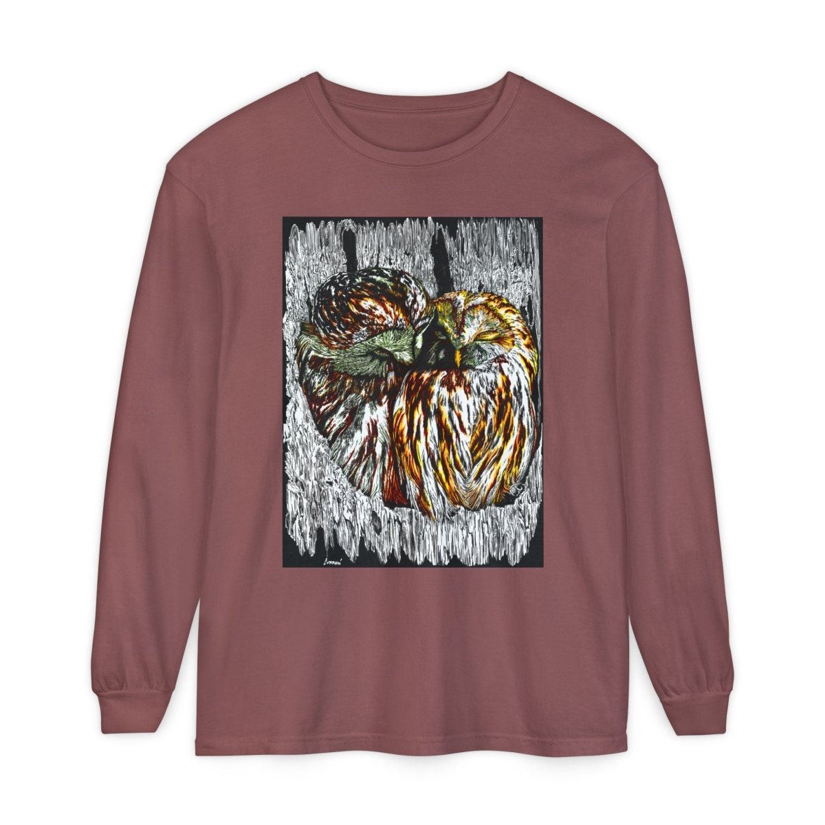 Owl Artistic Long Sleeve T-Shirt | Nature - Inspired Design for Casual Wear - Curran Artworks