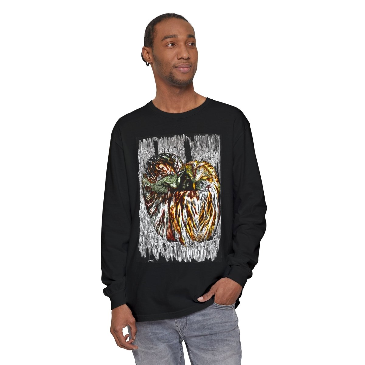 Owl Artistic Long Sleeve T-Shirt | Nature - Inspired Design for Casual Wear - Curran Artworks