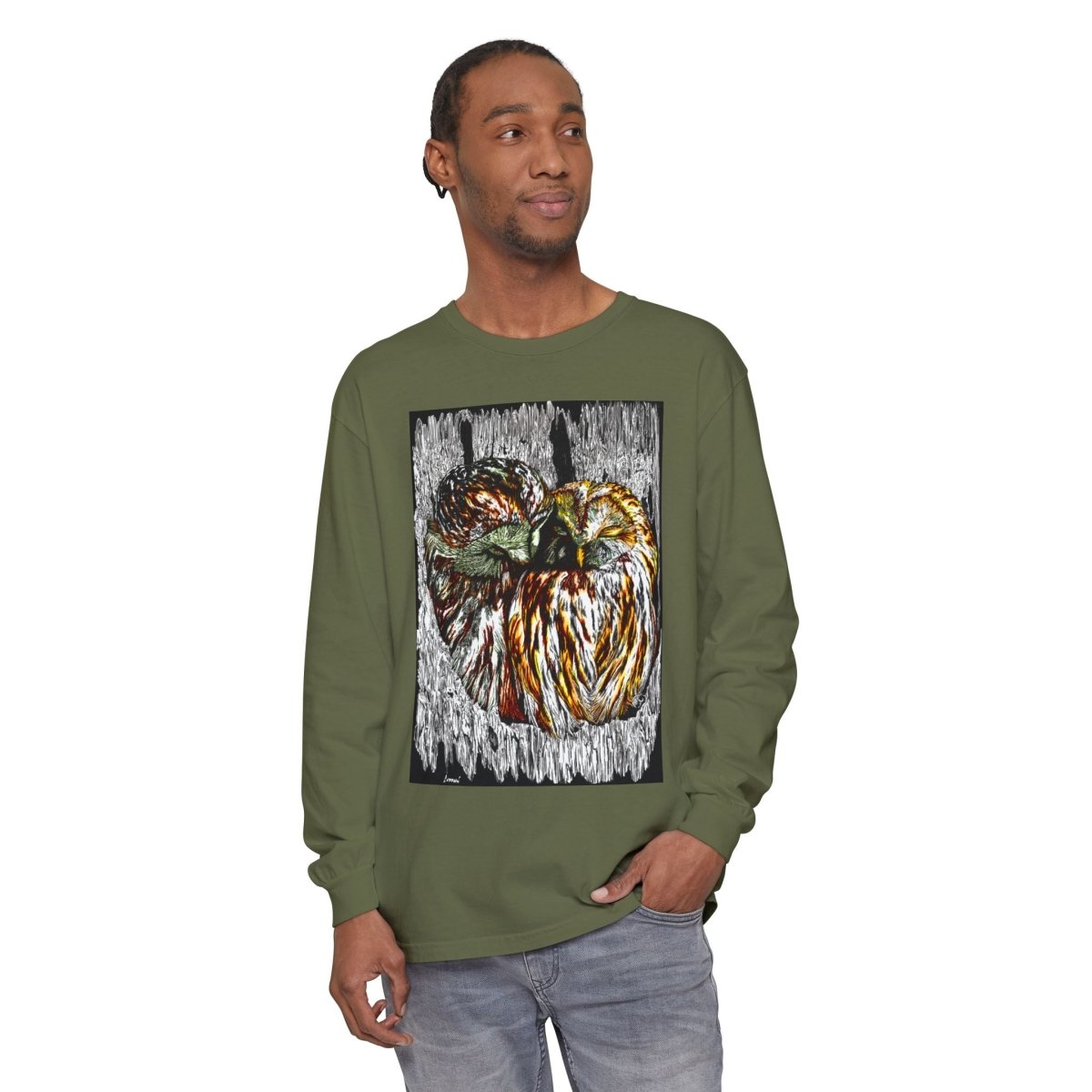 Owl Artistic Long Sleeve T-Shirt | Nature - Inspired Design for Casual Wear - Curran Artworks