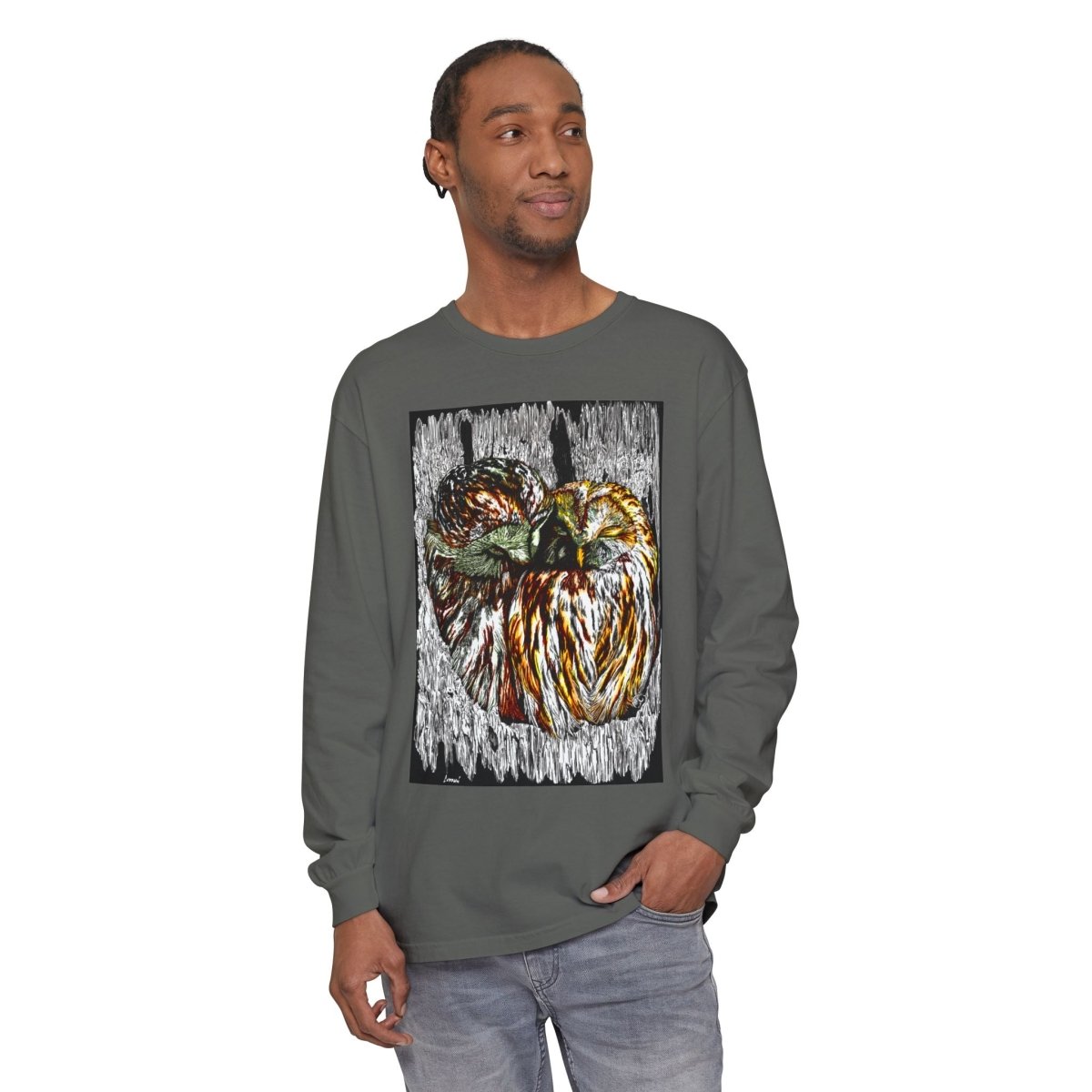 Owl Artistic Long Sleeve T-Shirt | Nature - Inspired Design for Casual Wear - Curran Artworks