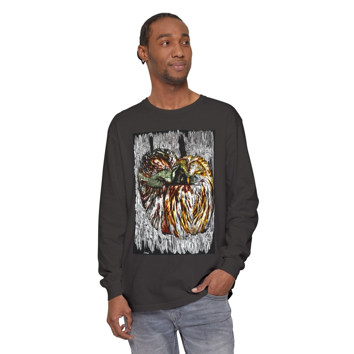 Owl Artistic Long Sleeve T-Shirt | Nature - Inspired Design for Casual Wear - Curran Artworks