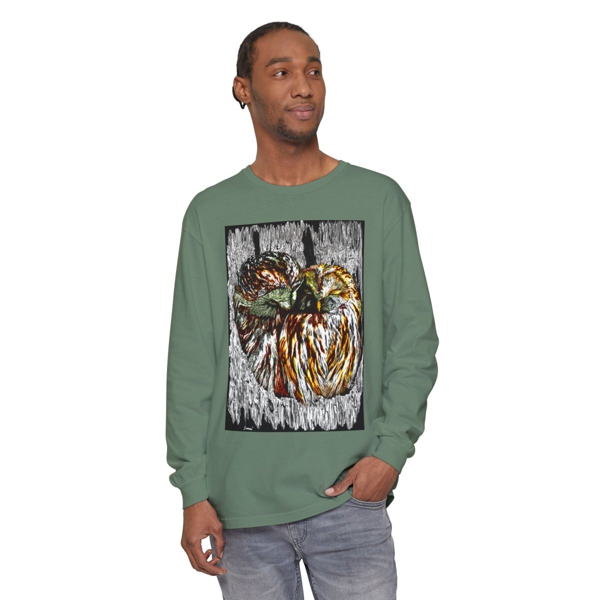 Owl Artistic Long Sleeve T-Shirt | Nature - Inspired Design for Casual Wear - Curran Artworks