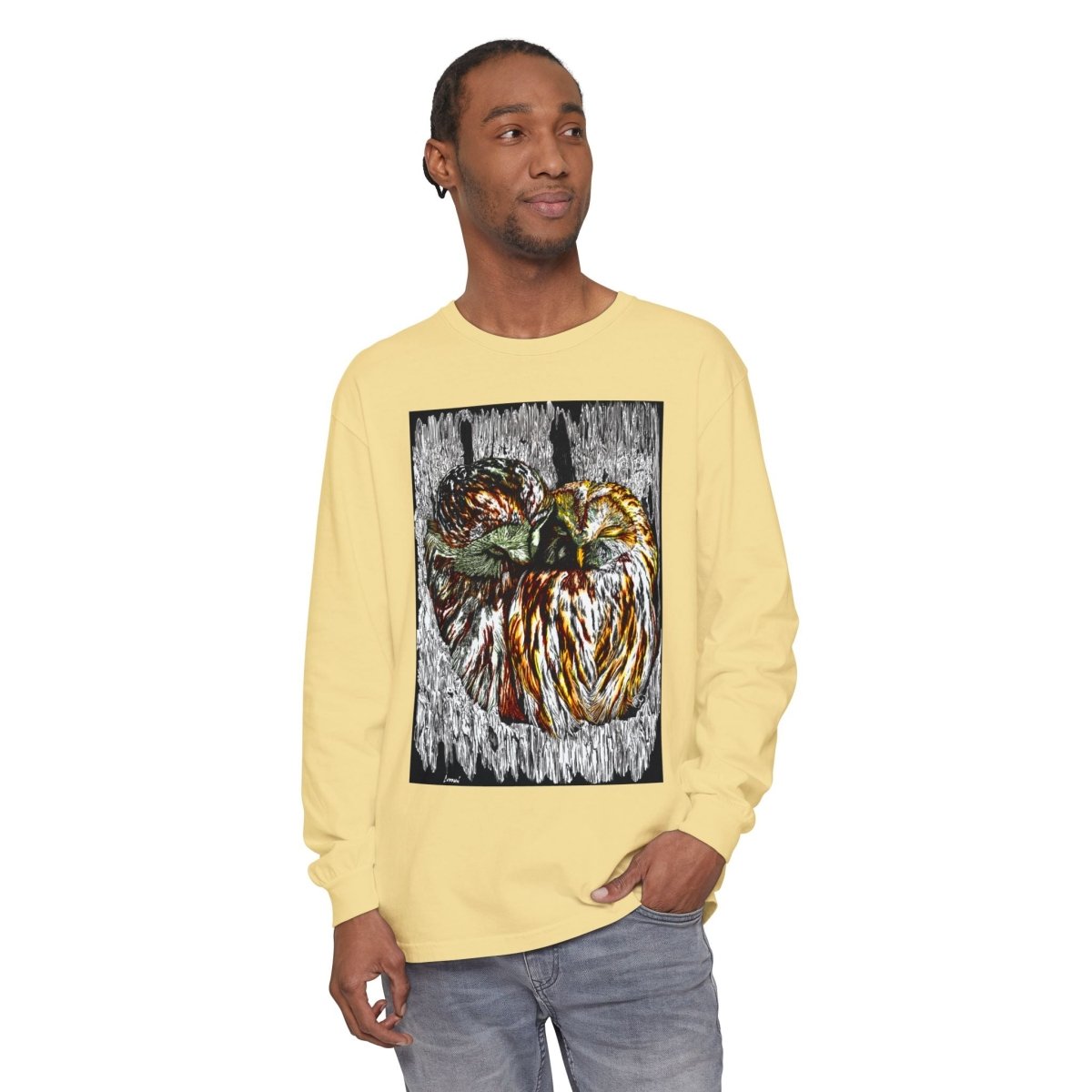 Owl Artistic Long Sleeve T-Shirt | Nature - Inspired Design for Casual Wear - Curran Artworks