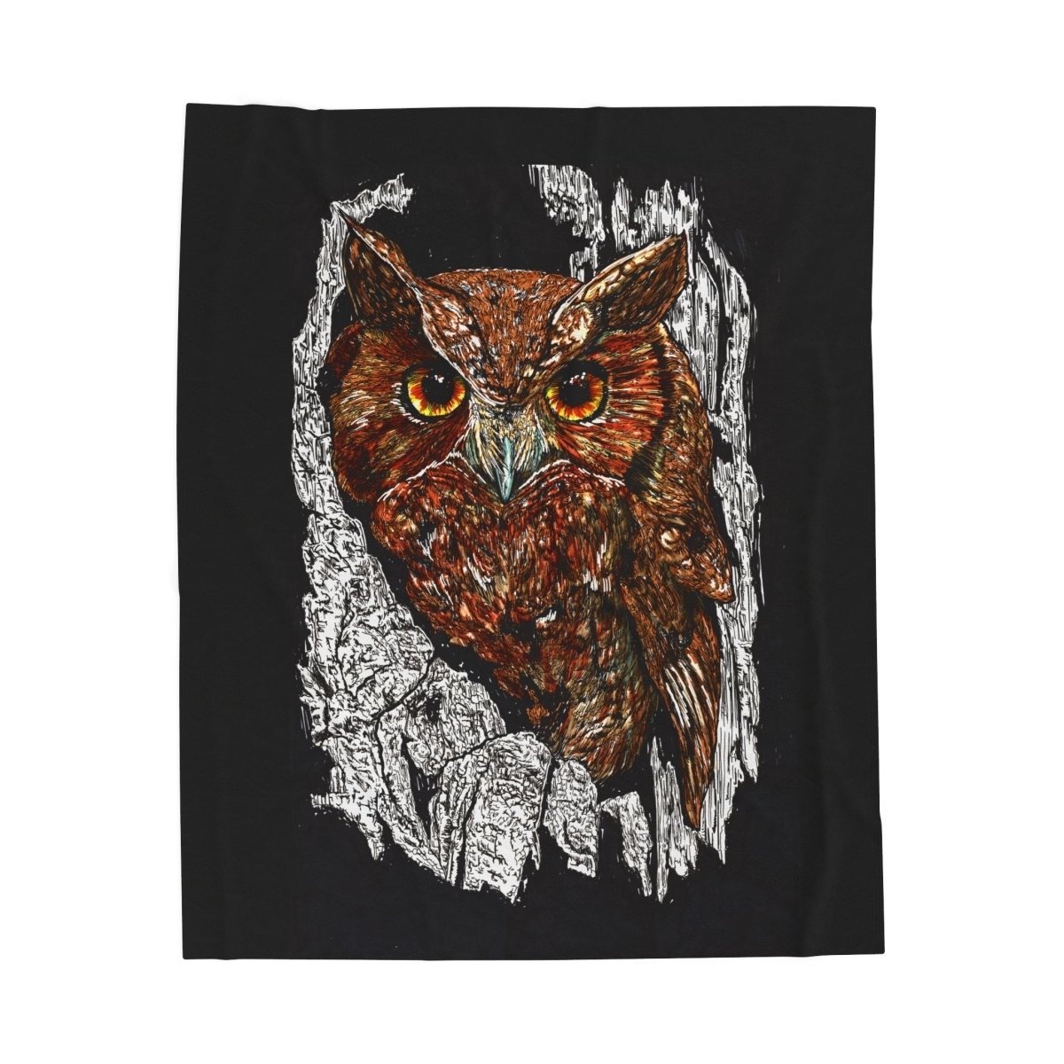 Owl Design Velveteen Plush Blanket - Cozy Nature - Inspired Home Decor - Curran Artworks
