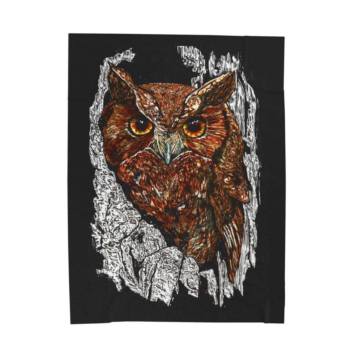 Owl Design Velveteen Plush Blanket - Cozy Nature - Inspired Home Decor - Curran Artworks