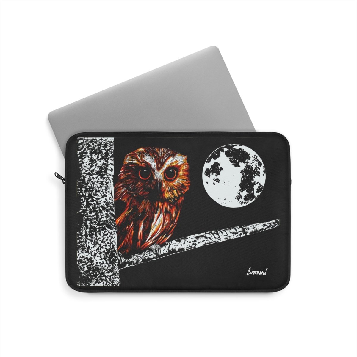 Owl Moon Laptop Sleeve - Stylish and Protective Tech Accessory - Curran Artworks