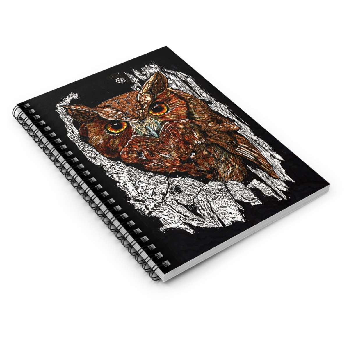 Owl Wisdom Spiral Notebook - Ruled Line | Nature Lover's Journal - Curran Artworks