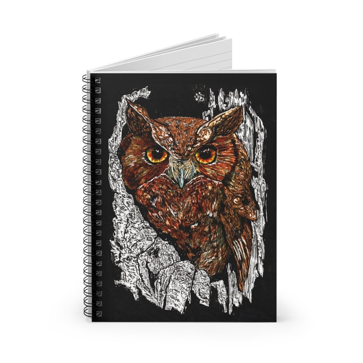 Owl Wisdom Spiral Notebook - Ruled Line | Nature Lover's Journal - Curran Artworks
