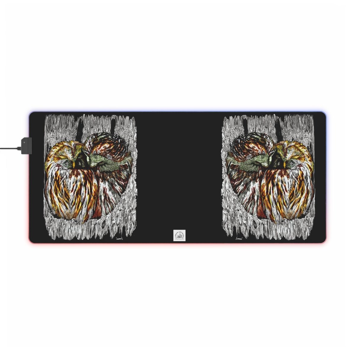 Owls Illuminated Gaming Mouse Pad with Artistic Owl Design - Curran Artworks