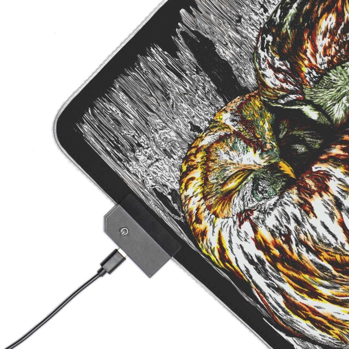Owls Illuminated Gaming Mouse Pad with Artistic Owl Design - Curran Artworks