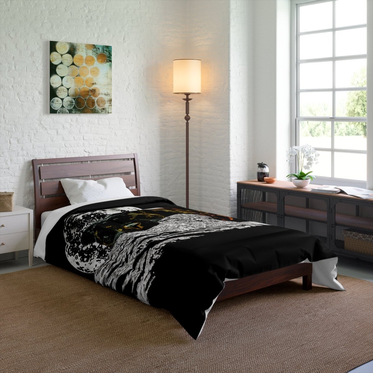 Panther Lunar Serenity Black Comforter - Cozy Bedding for Animal Lovers - Curran Artworks