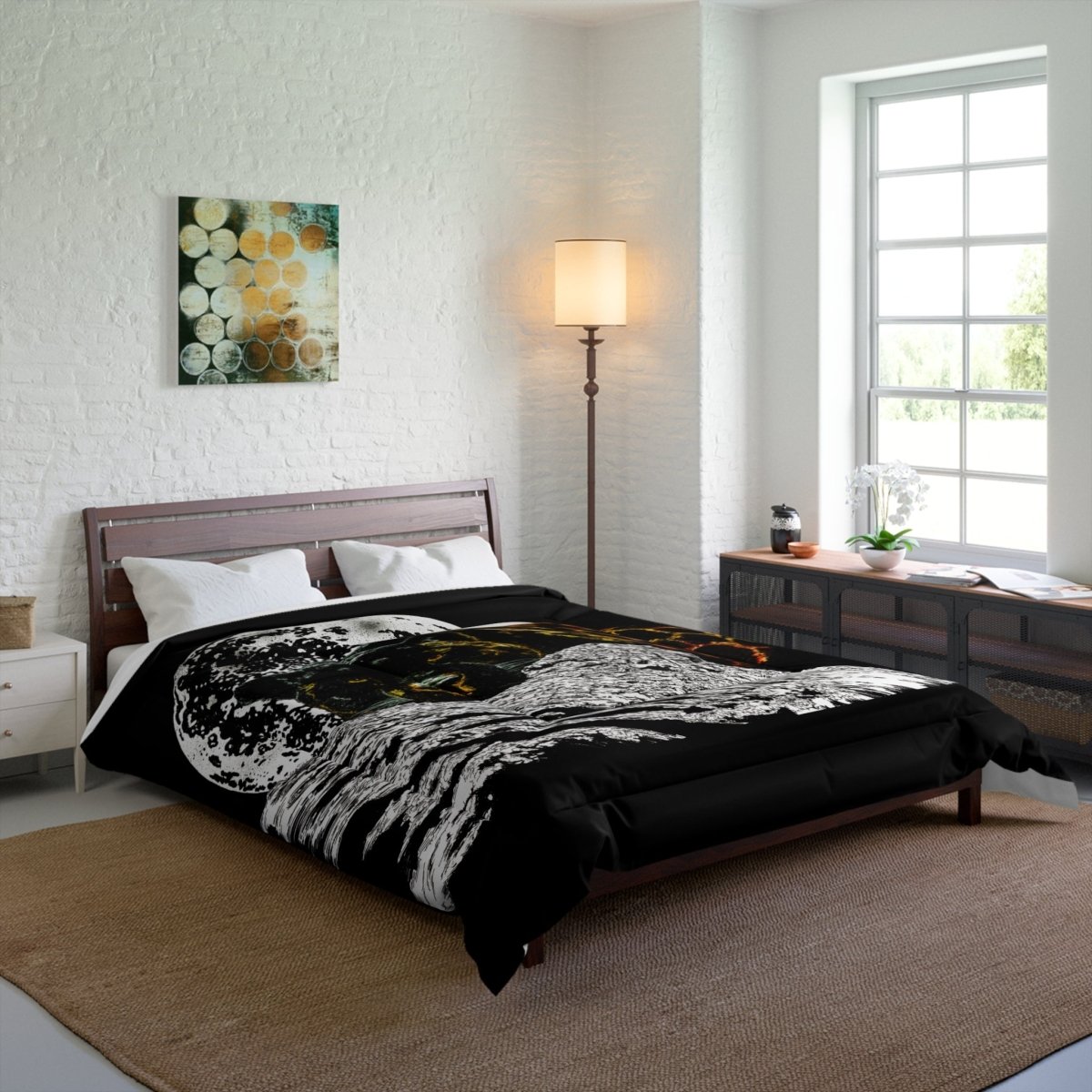 Panther Lunar Serenity Black Comforter - Cozy Bedding for Animal Lovers - Curran Artworks