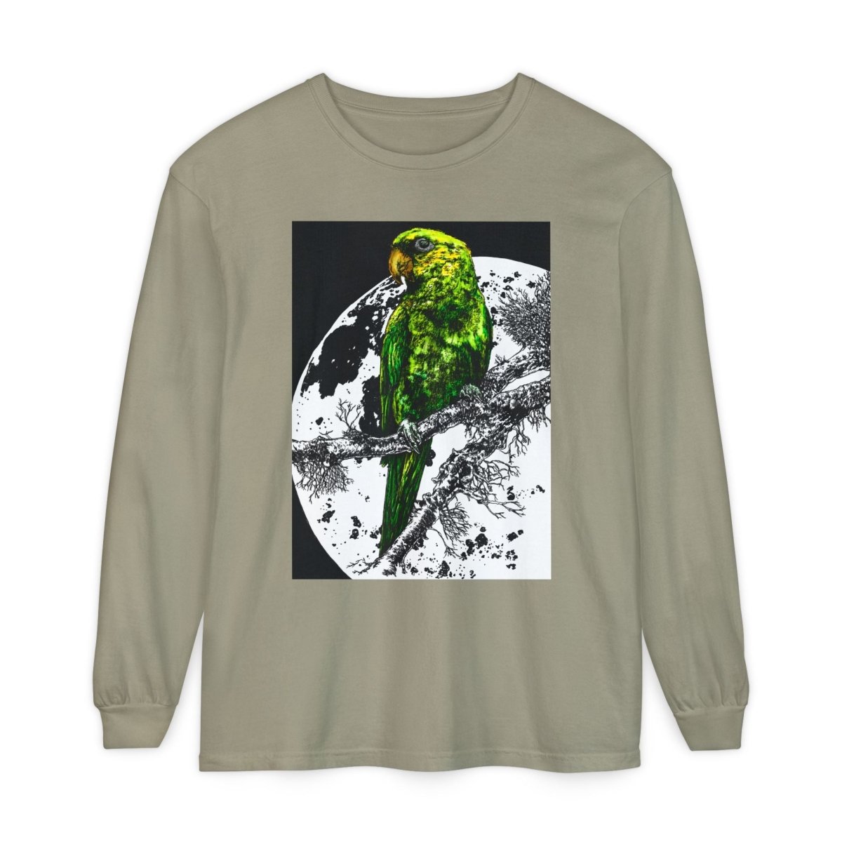 Parrot Eco - Friendly Long Sleeve T-Shirt Design - Nature Lover's Apparel - Curran Artworks