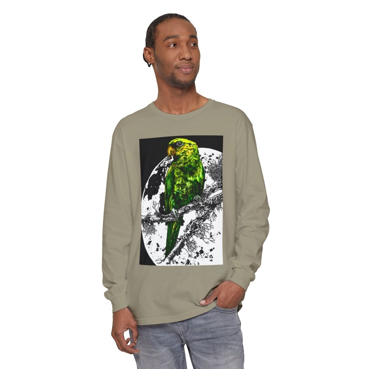Parrot Eco - Friendly Long Sleeve T-Shirt Design - Nature Lover's Apparel - Curran Artworks