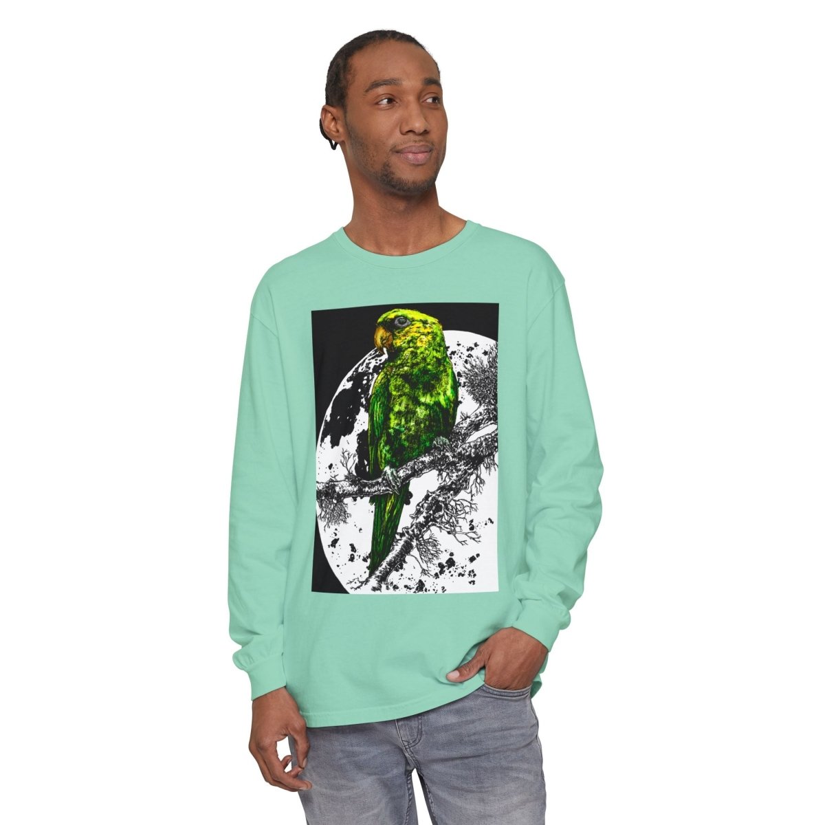 Parrot Eco - Friendly Long Sleeve T-Shirt Design - Nature Lover's Apparel - Curran Artworks