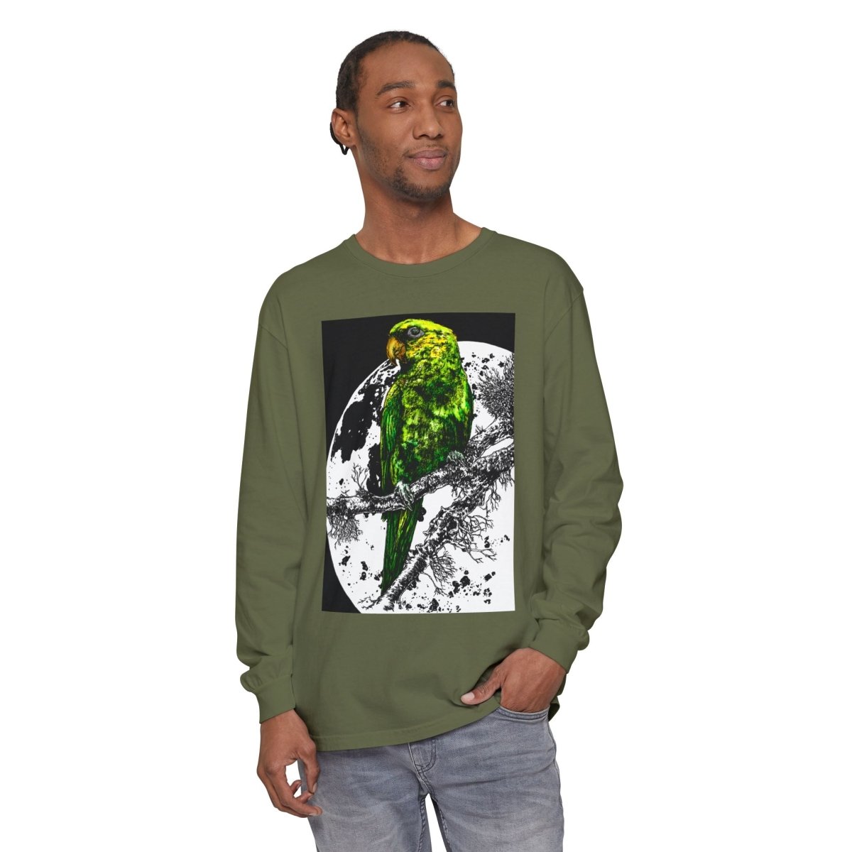 Parrot Eco - Friendly Long Sleeve T-Shirt Design - Nature Lover's Apparel - Curran Artworks