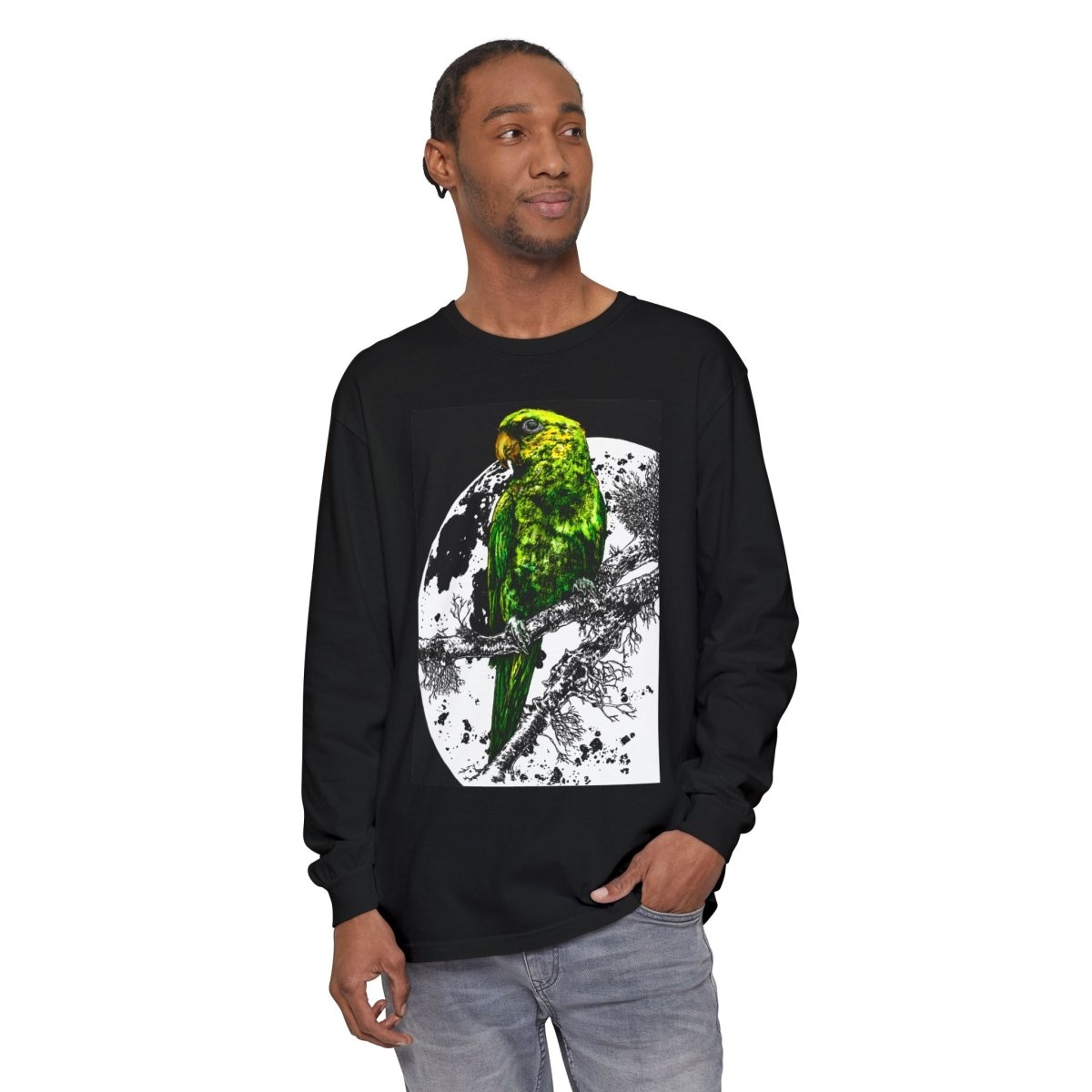 Parrot Eco - Friendly Long Sleeve T-Shirt Design - Nature Lover's Apparel - Curran Artworks