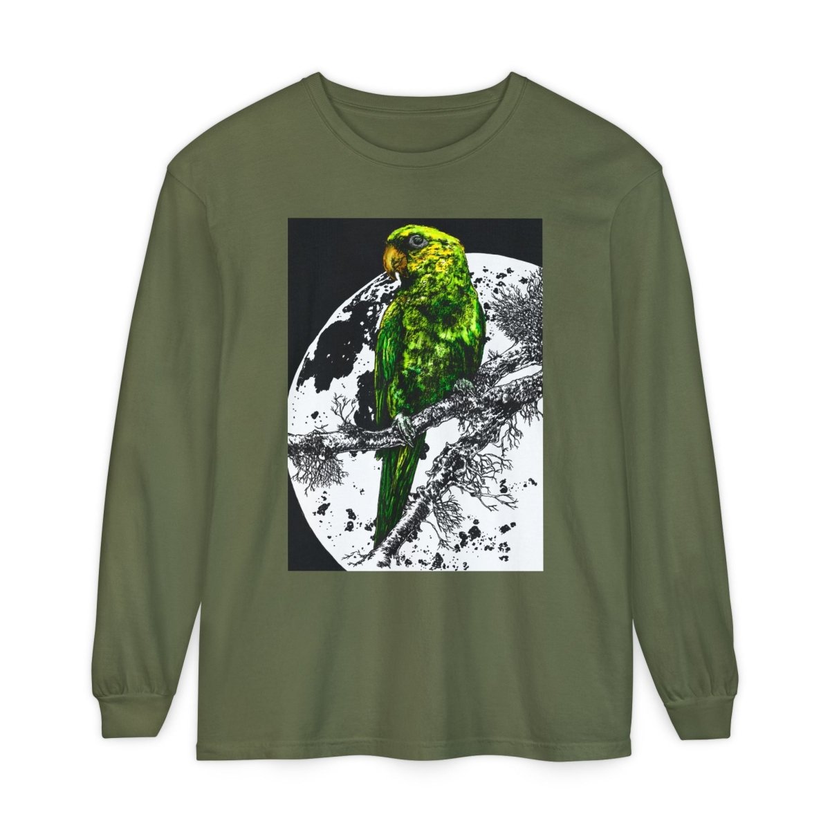 Parrot Eco - Friendly Long Sleeve T-Shirt Design - Nature Lover's Apparel - Curran Artworks