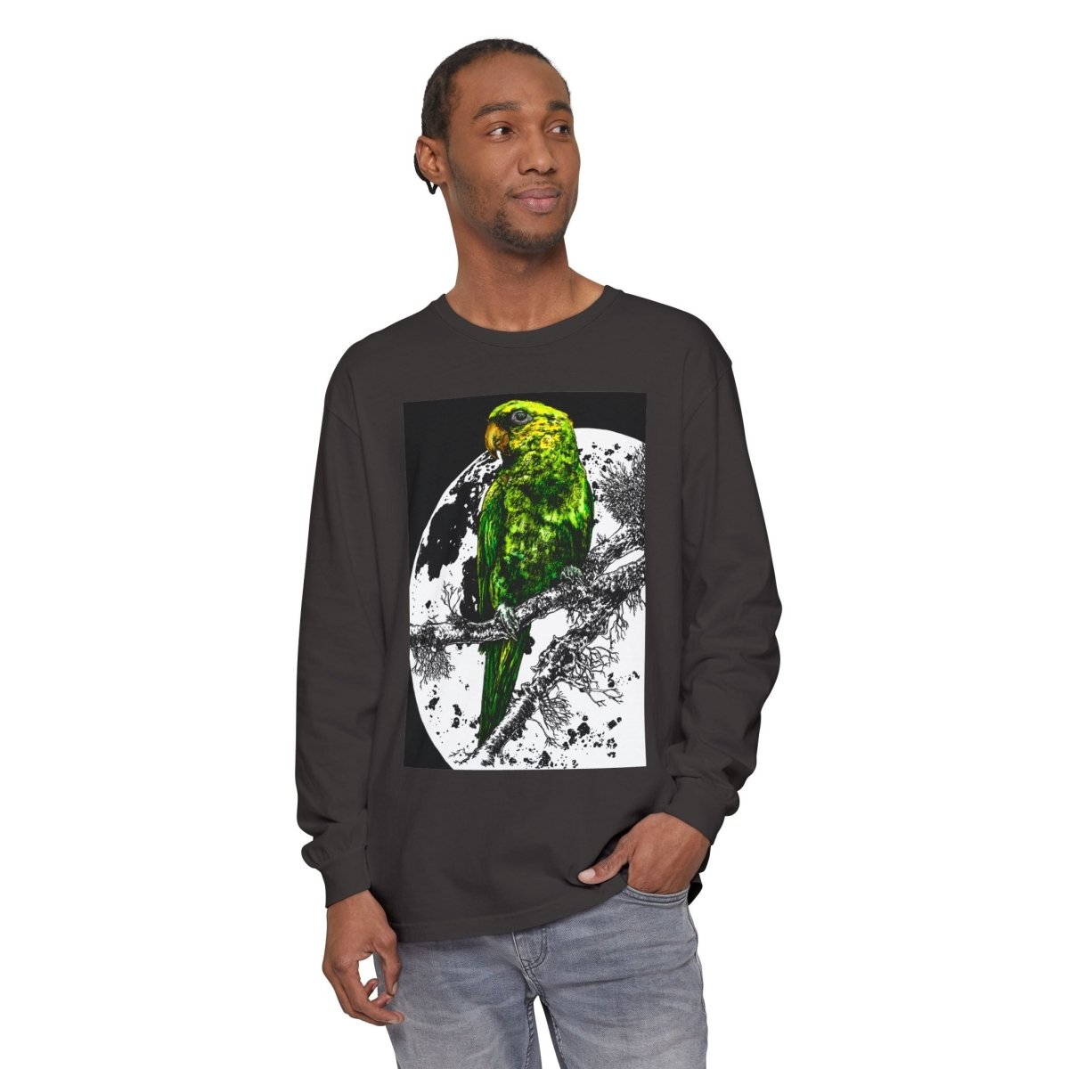 Parrot Eco - Friendly Long Sleeve T-Shirt Design - Nature Lover's Apparel - Curran Artworks