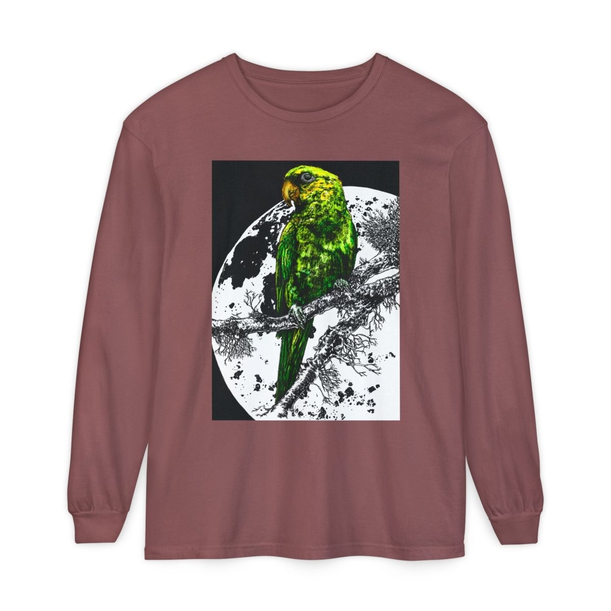 Parrot Eco - Friendly Long Sleeve T-Shirt Design - Nature Lover's Apparel - Curran Artworks