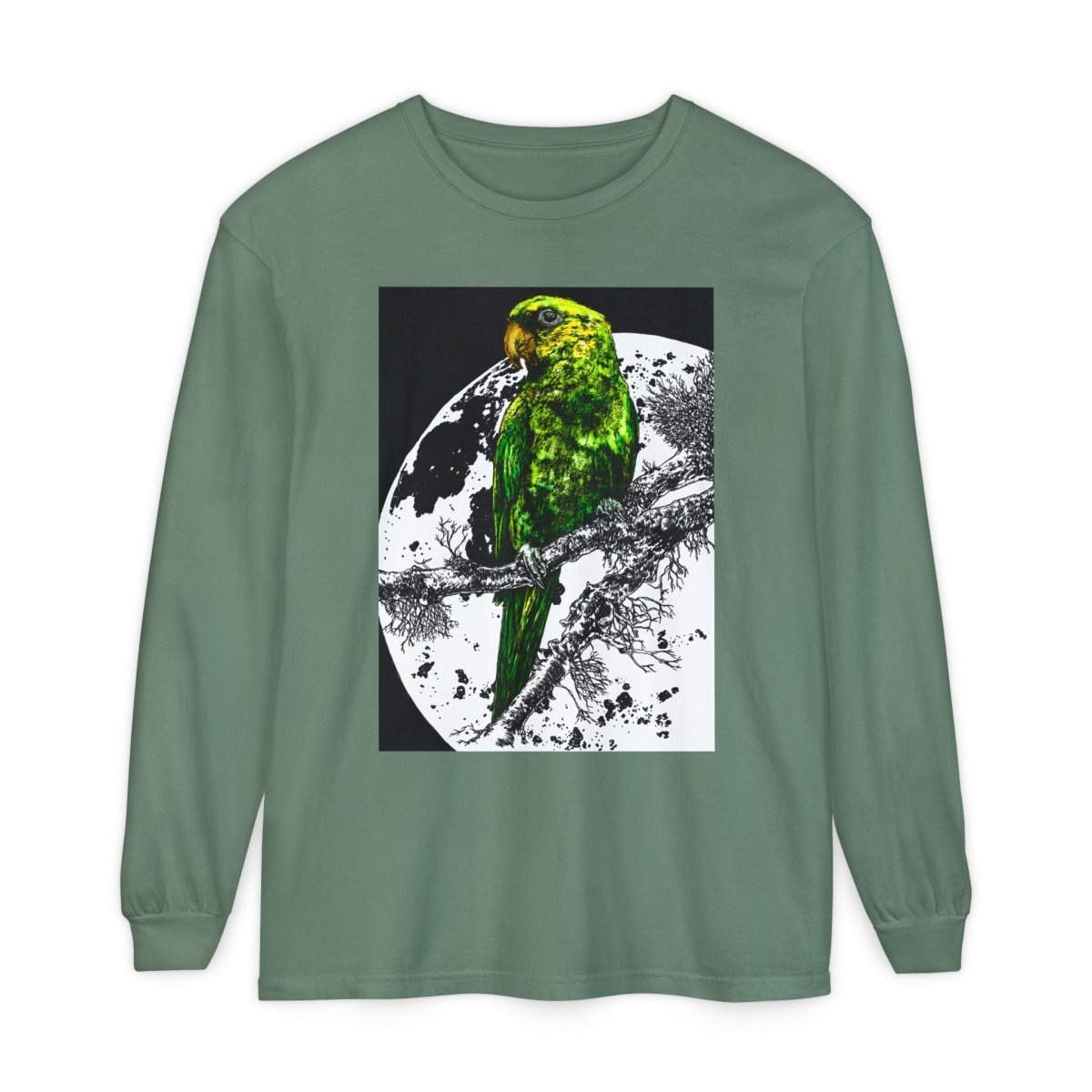Parrot Eco - Friendly Long Sleeve T-Shirt Design - Nature Lover's Apparel - Curran Artworks