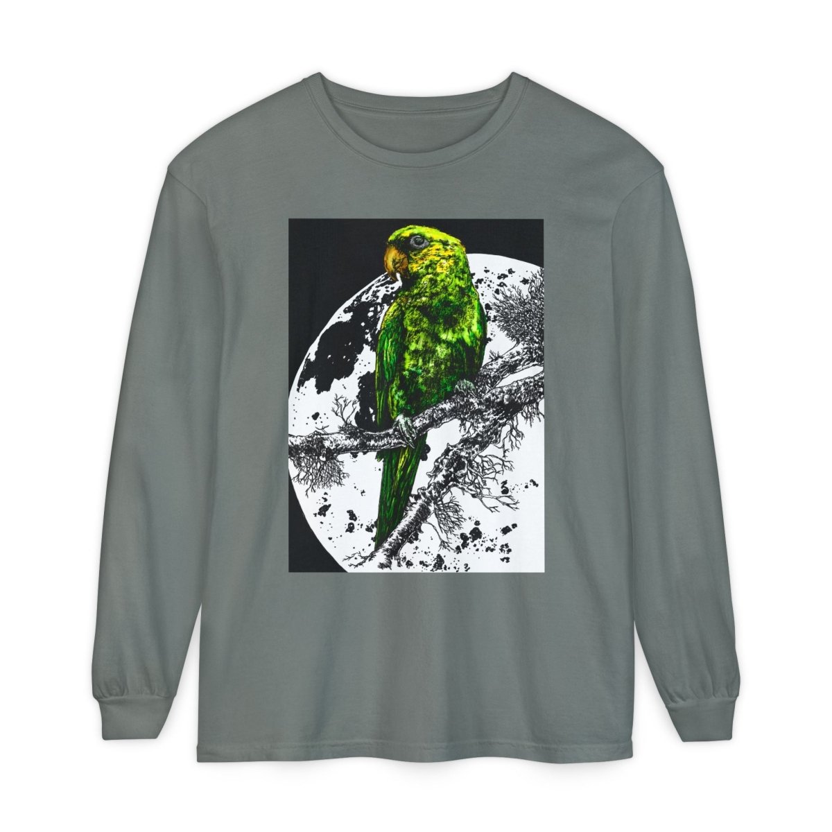 Parrot Eco - Friendly Long Sleeve T-Shirt Design - Nature Lover's Apparel - Curran Artworks