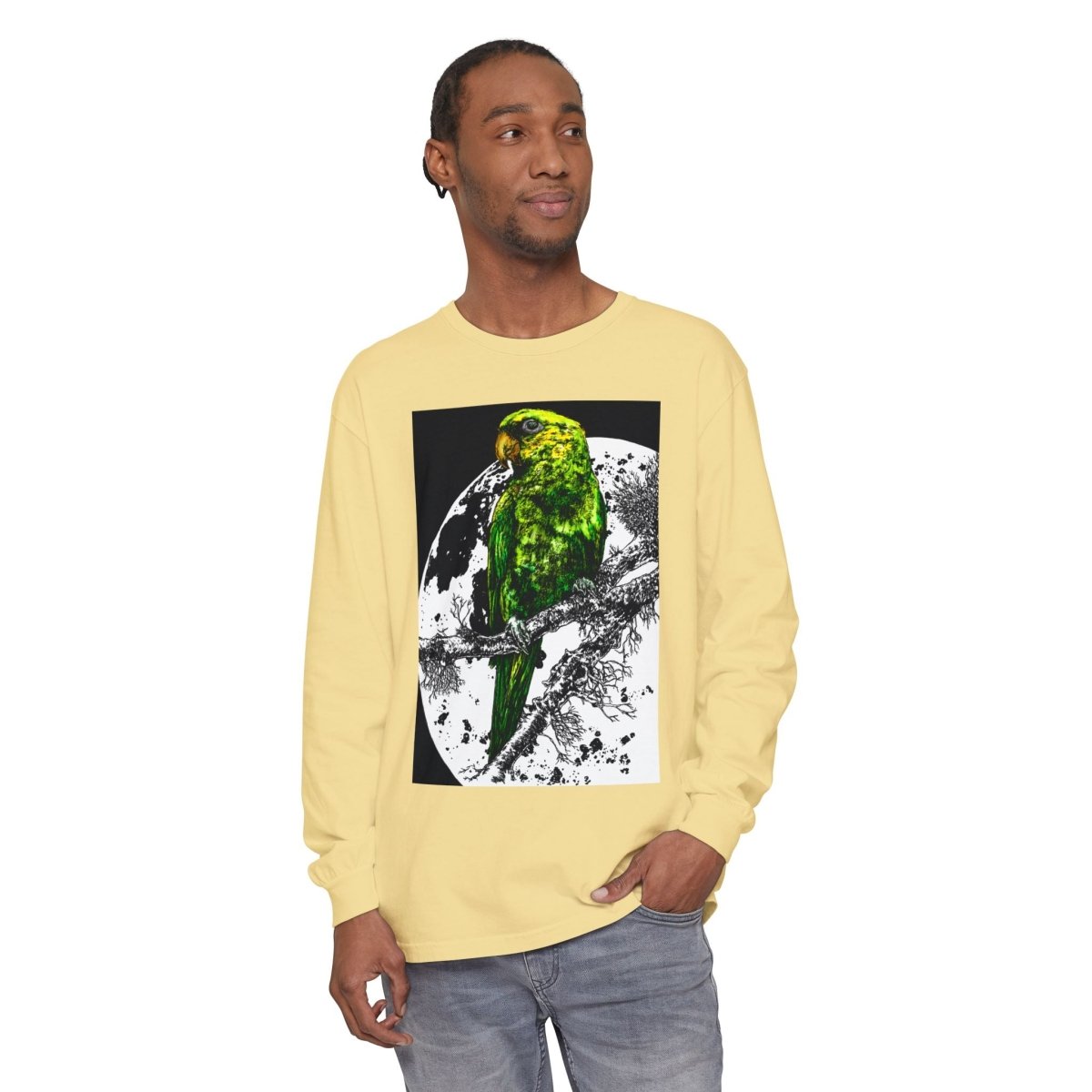 Parrot Eco - Friendly Long Sleeve T-Shirt Design - Nature Lover's Apparel - Curran Artworks