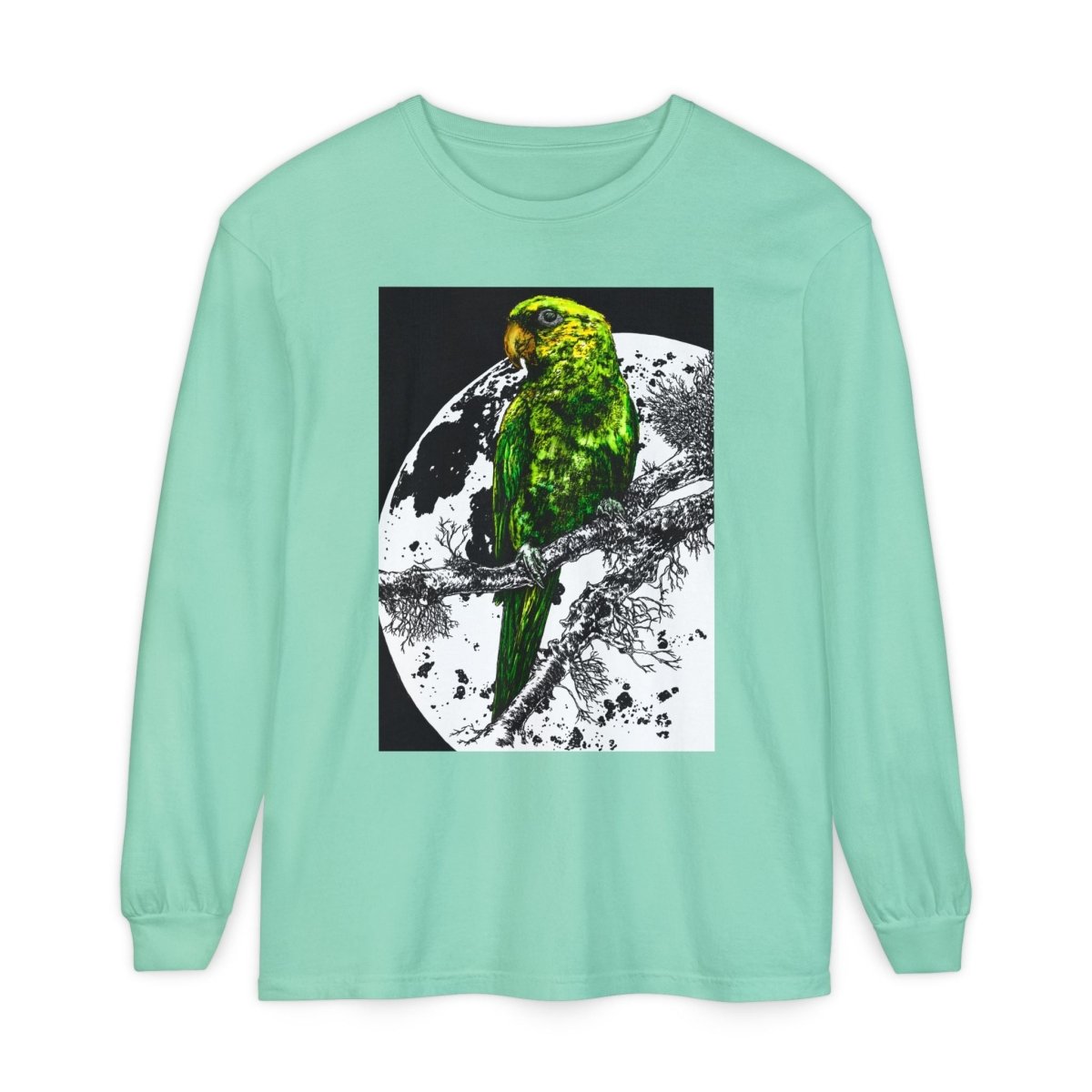 Parrot Eco - Friendly Long Sleeve T-Shirt Design - Nature Lover's Apparel - Curran Artworks