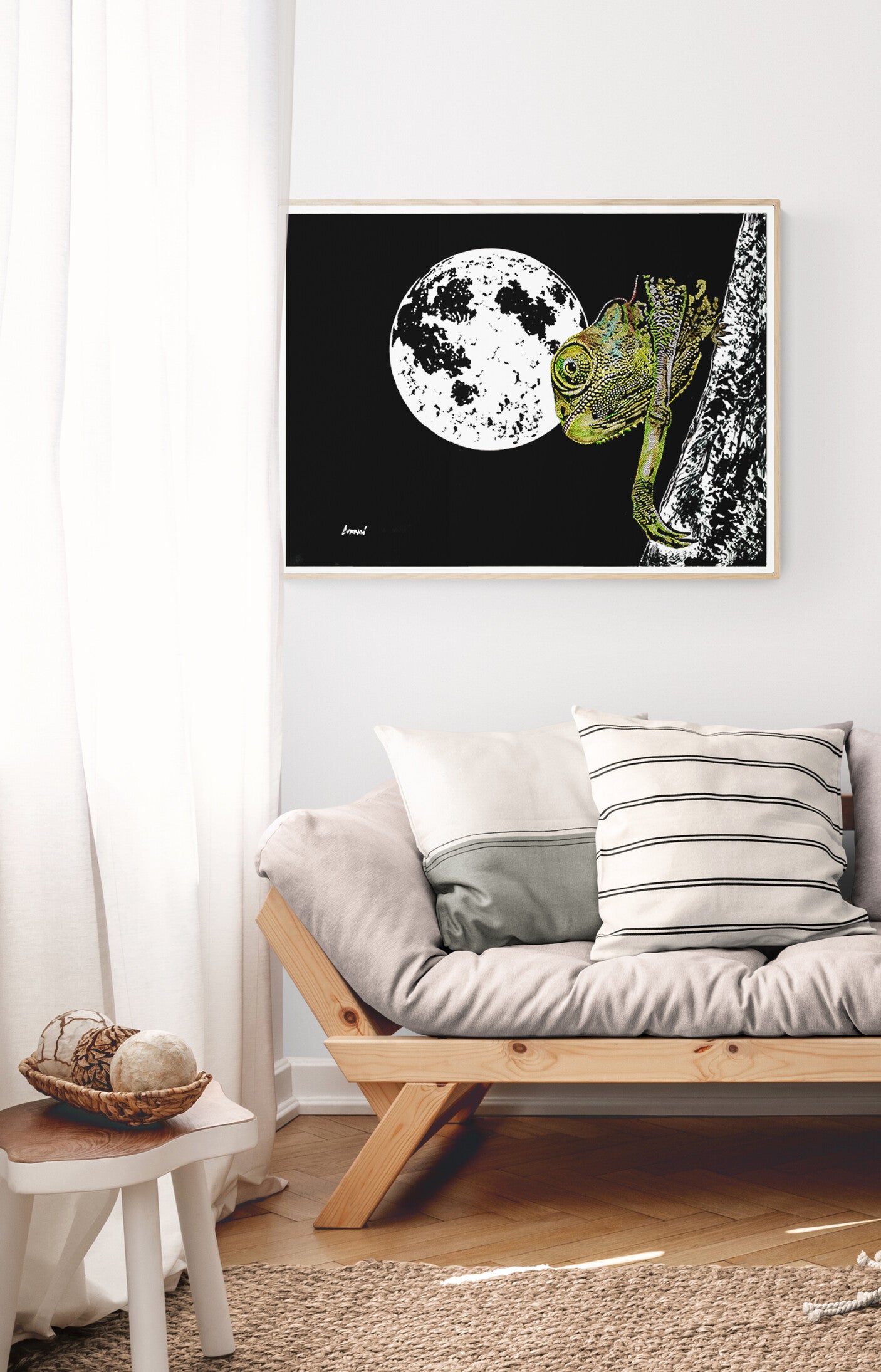Chameleon Original Hand Drawn Wall Art Poster
