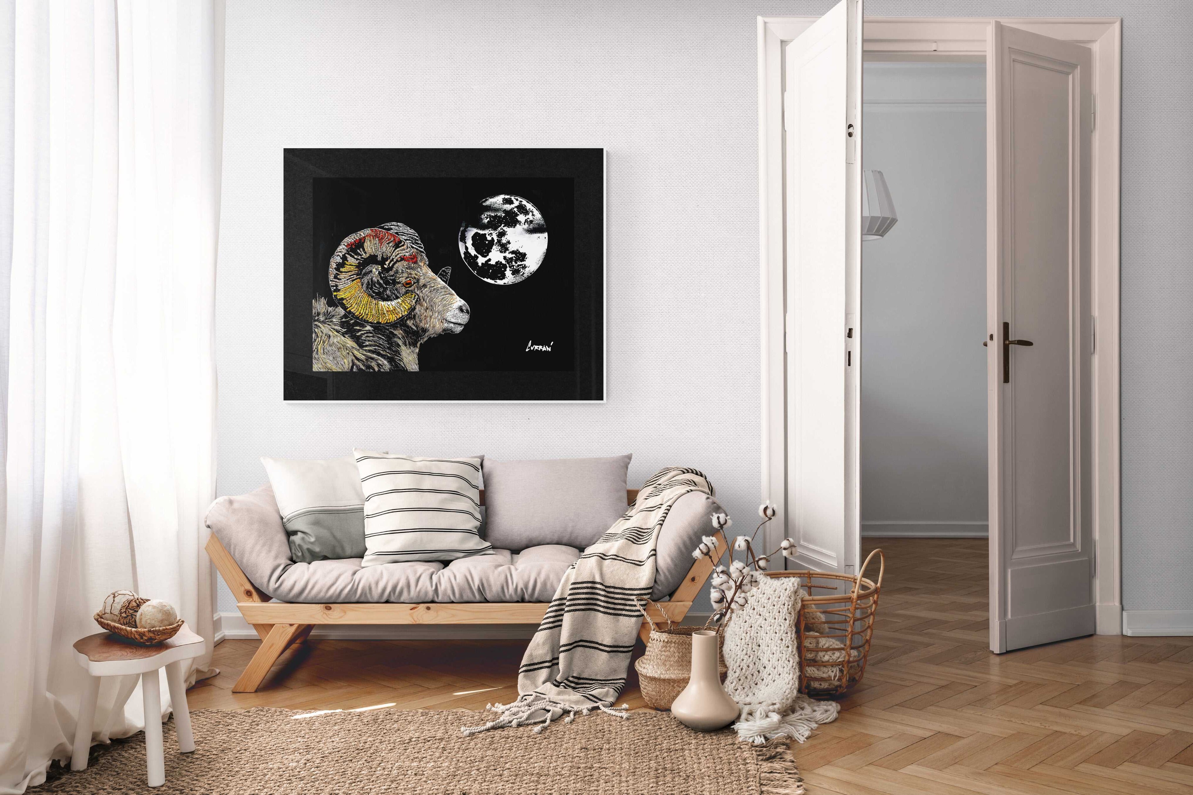 Mountain Ram Original Hand Drawn Wall Art Poster