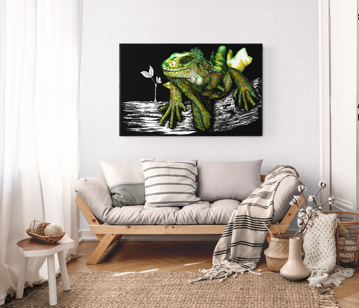 Iguana Original Hand Drawn Wall Art Poster