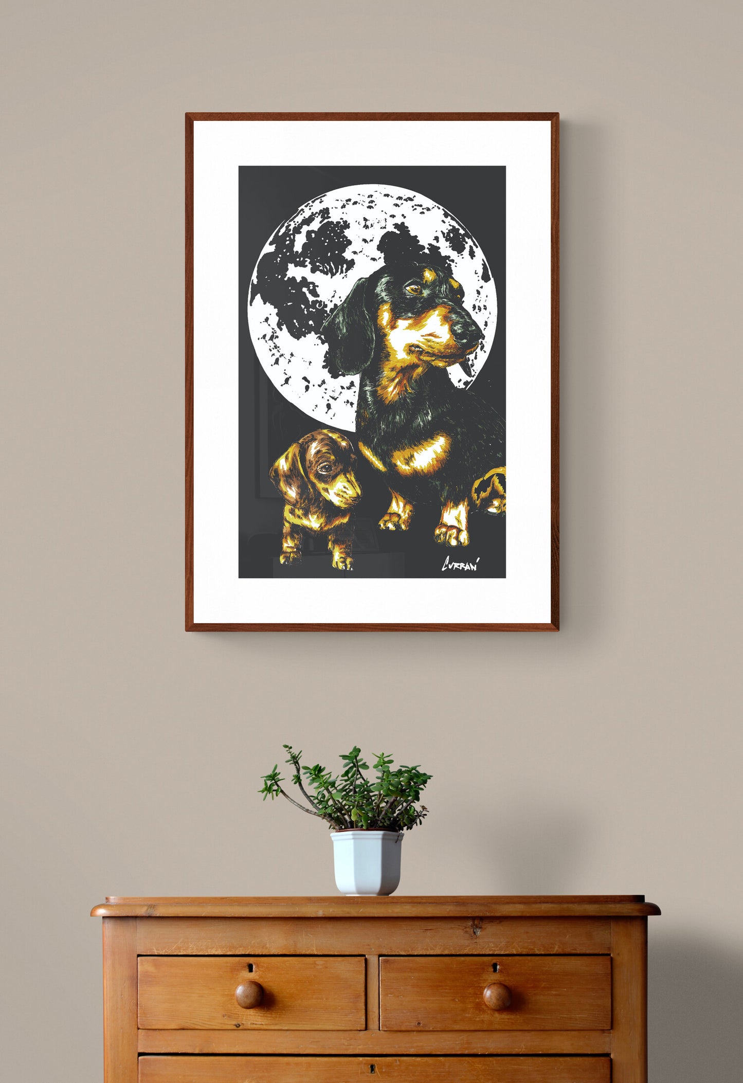 Dachshunds Original Hand Drawn Wall Art Poster