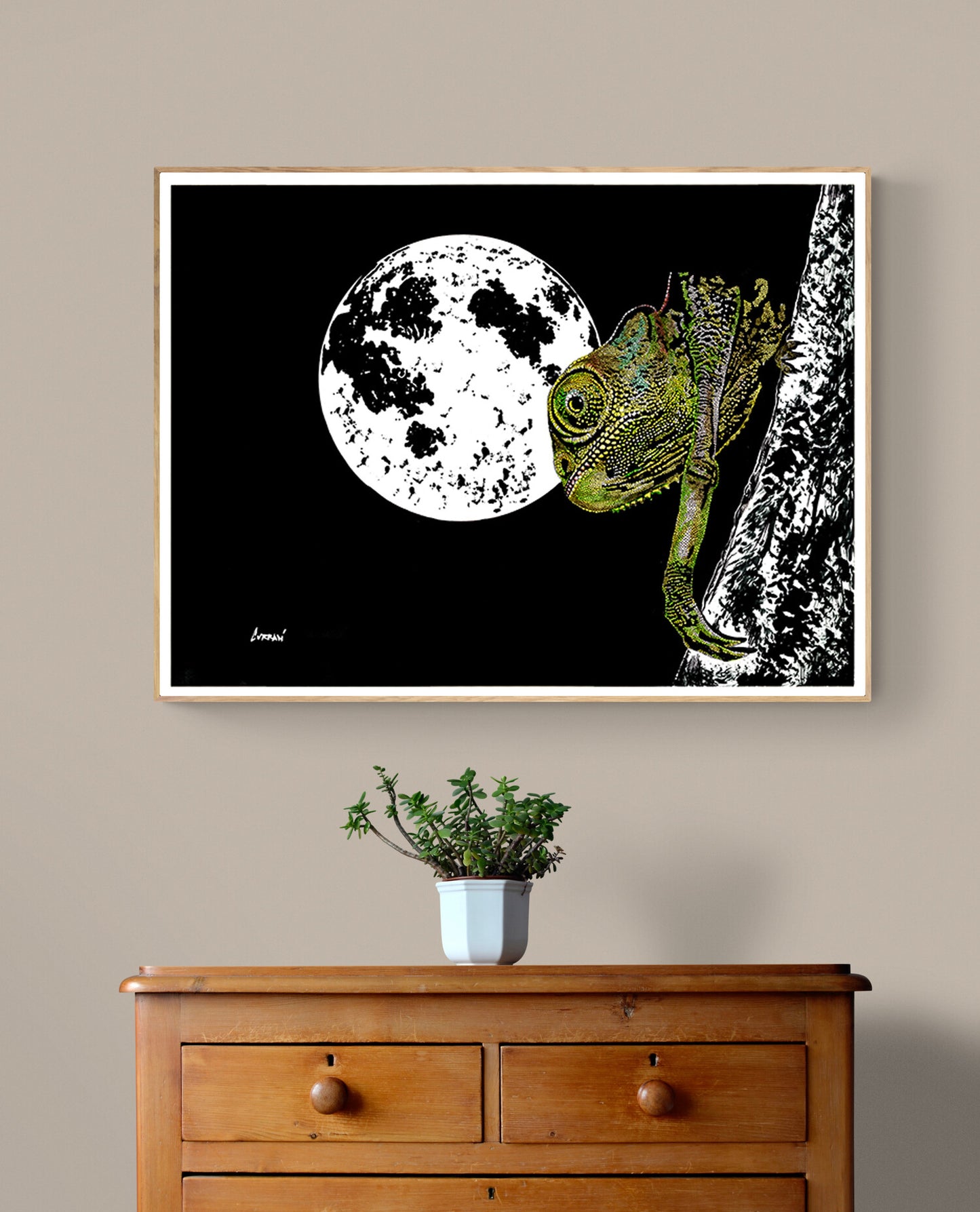 Chameleon Original Hand Drawn Wall Art Poster
