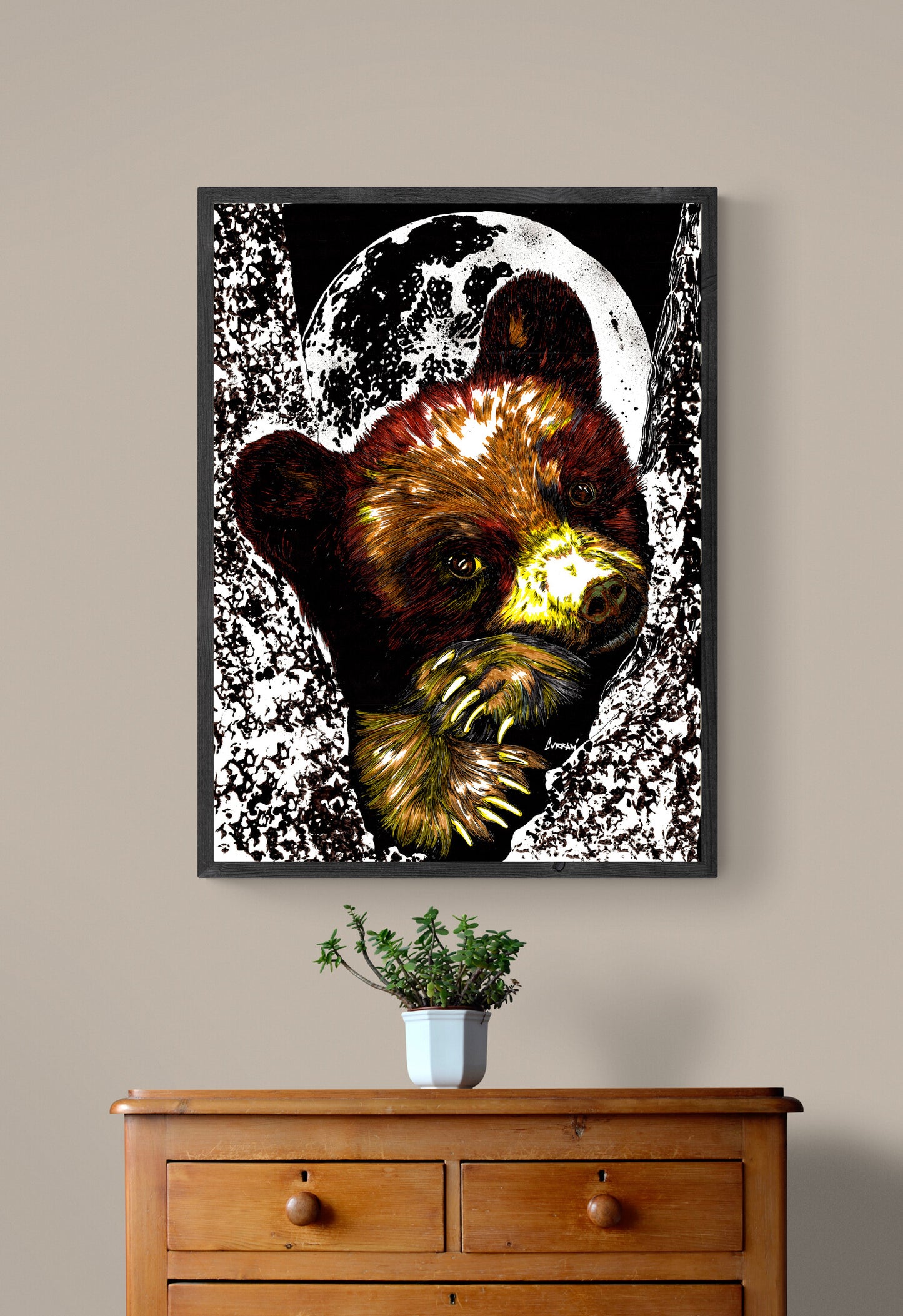 Brown Bear Cub Original hand drawn Wall Art Poster