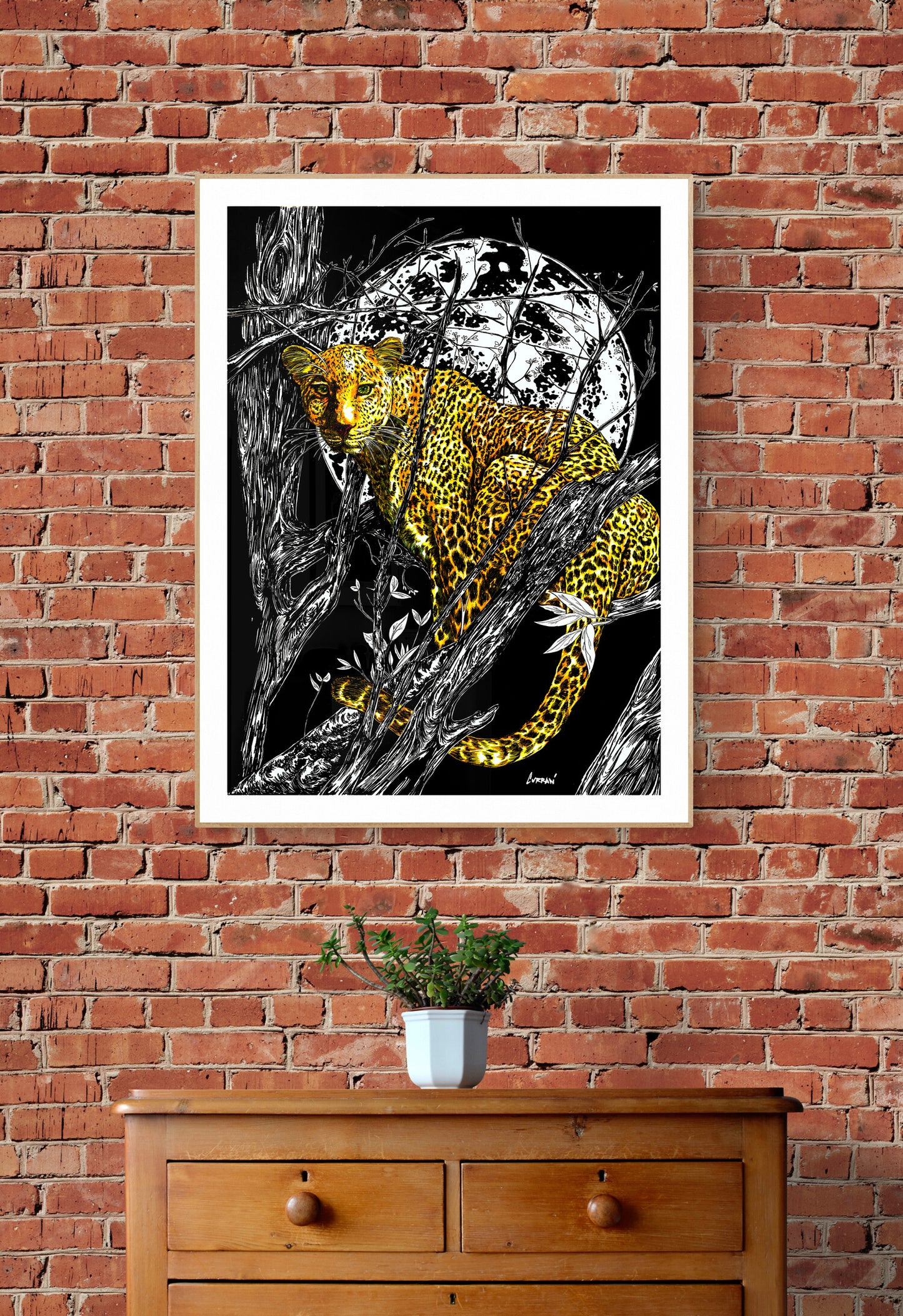 Cheetah 1 Wall Art Poster, Hand Drawn Art by Kris Curran
